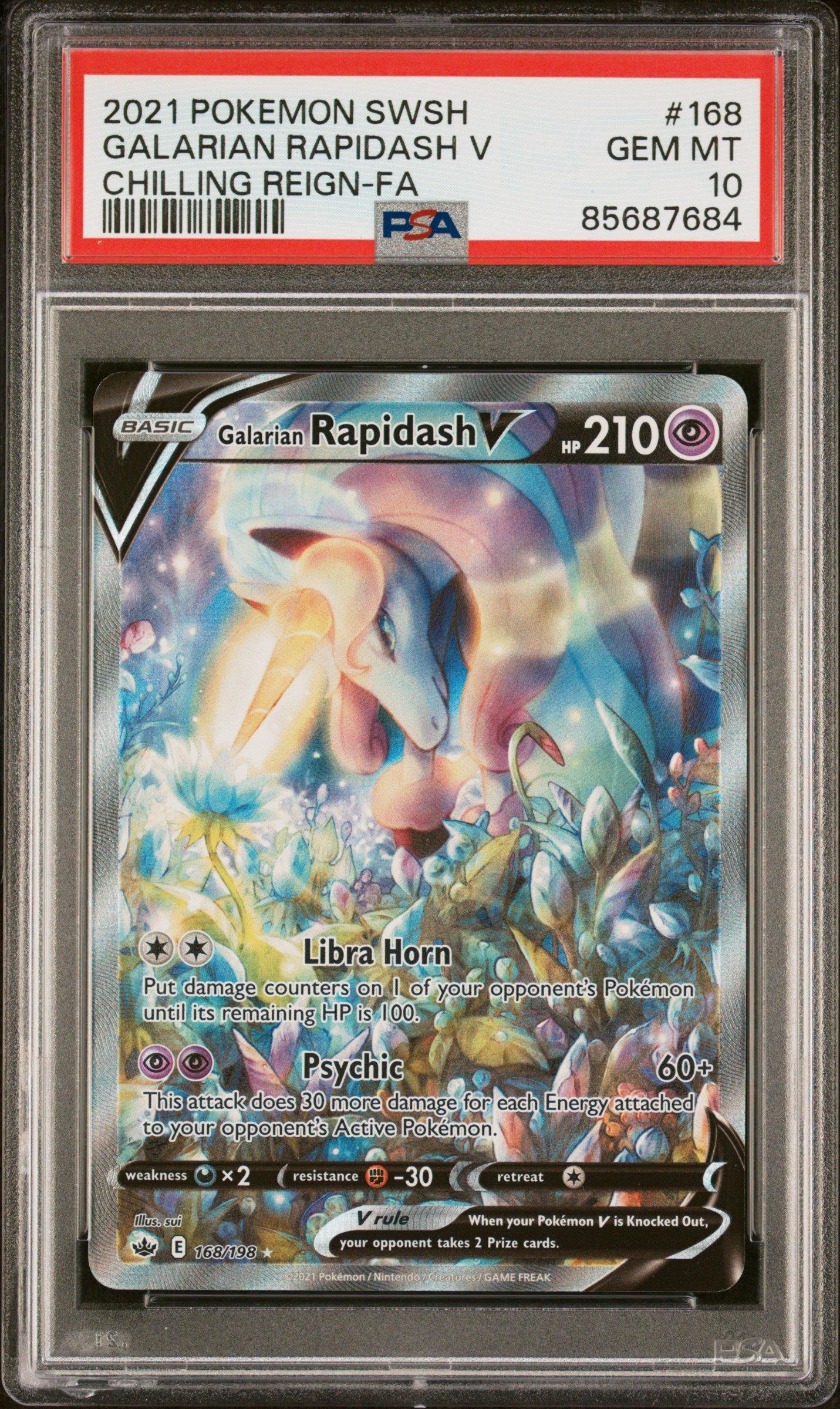 2021 Pokemon Sword & Shield Chilling Reign 168 Galarian Rapidash V PSA 10