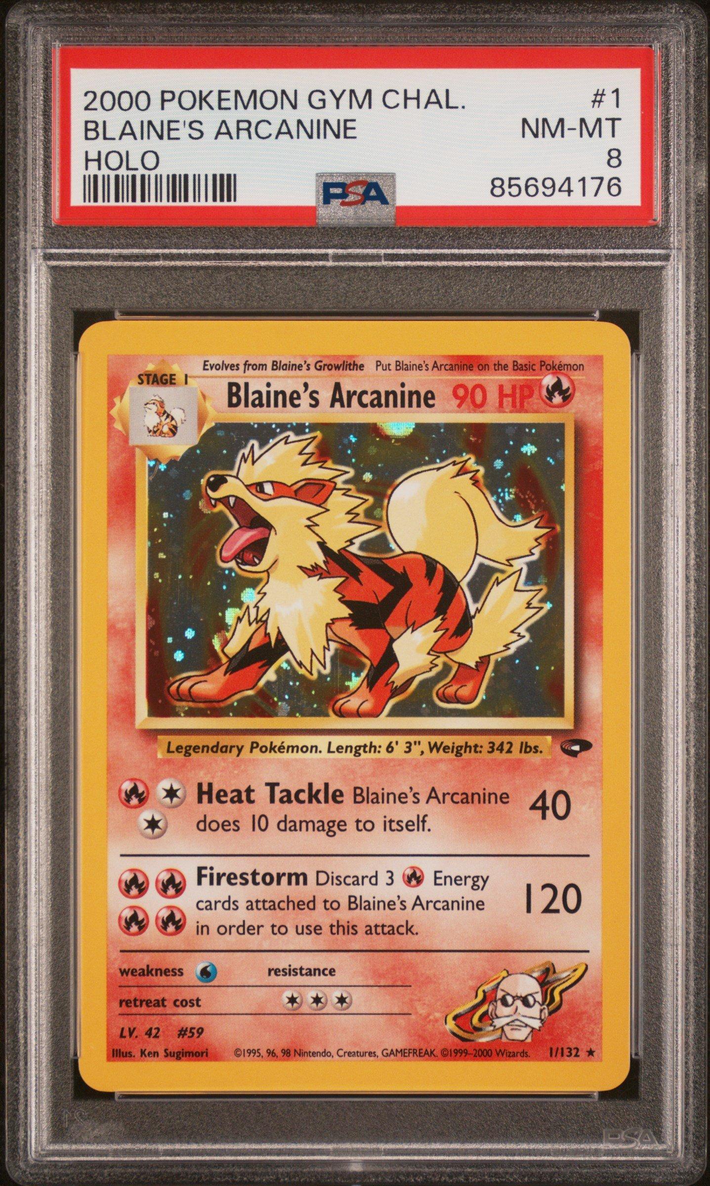 2000 Pokemon Gym Challenge 1 Blaine's Arcanine PSA 8