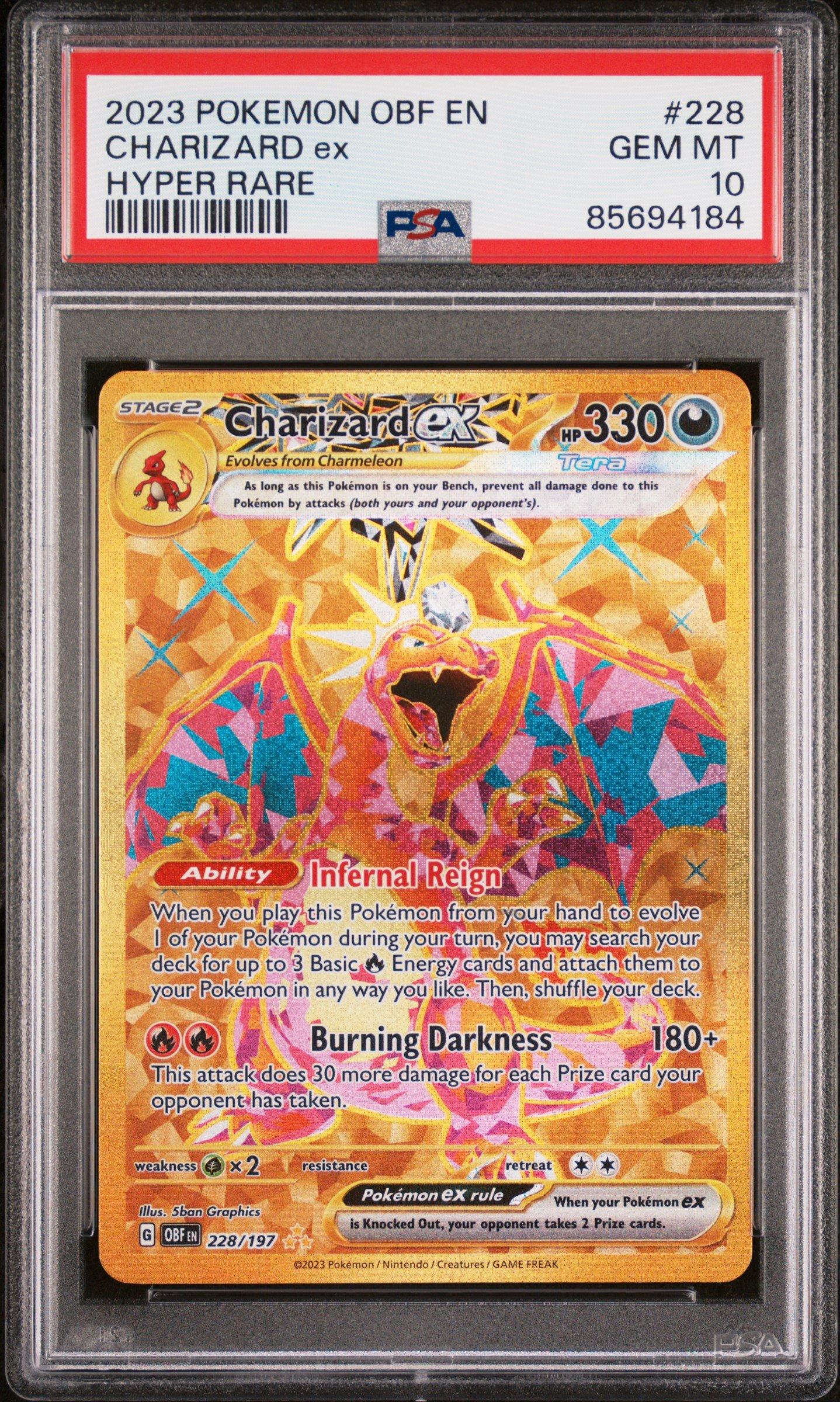 2023 Pokemon Obf En-obsidian Flames 228 Charizard Ex PSA 10 Graded