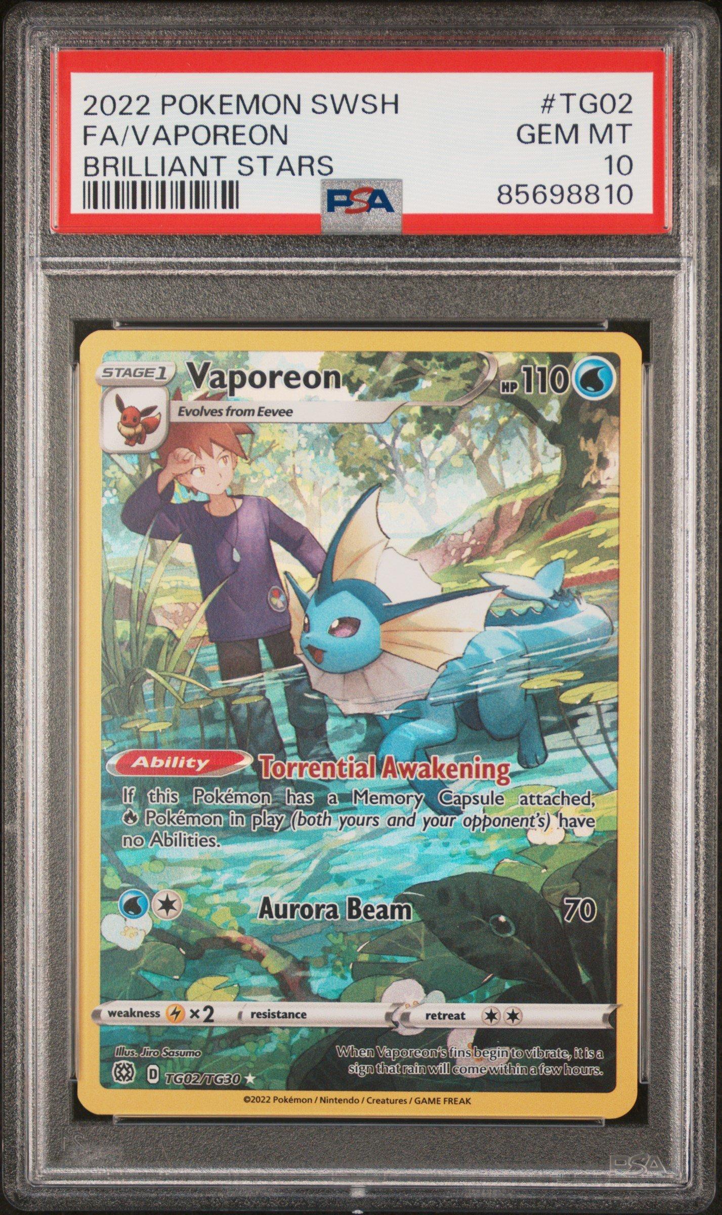 2022 Pokemon Sword & Shield Brilliant Stars Tg02 Fa/vaporeon PSA 10