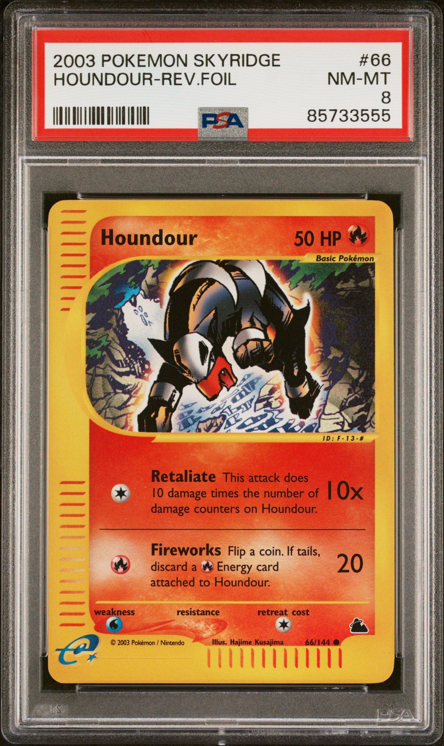 2003 Pokemon Skyridge 66 Houndour-reverse Foil PSA 8
