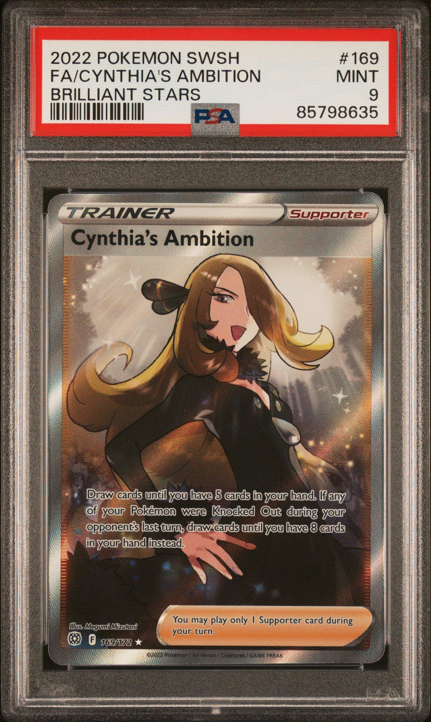 2022 Pokemon Sword & Shield Brilliant Stars 169 Full Art/cynthia's Ambition  PSA 9 Graded Card | GameStop