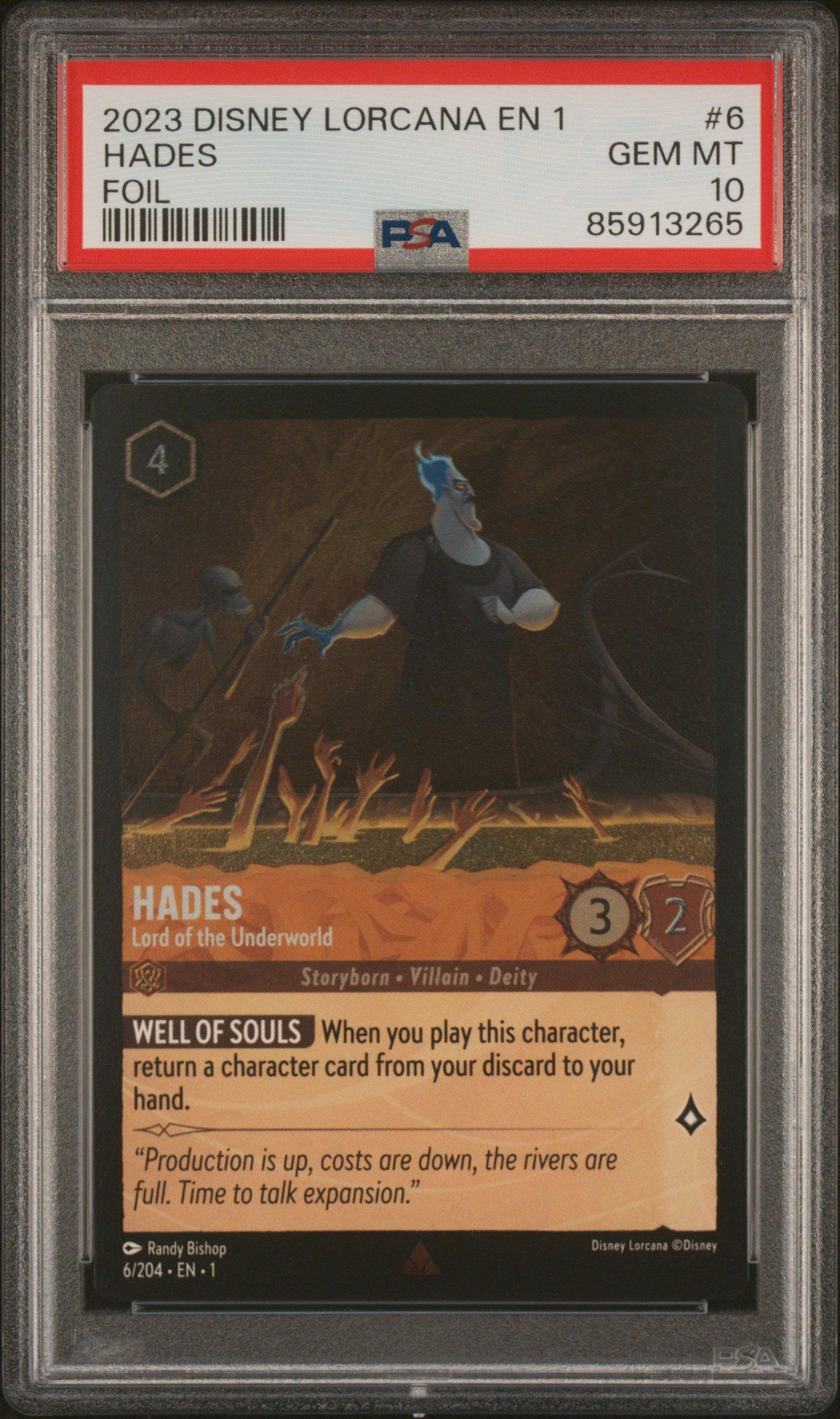 2023 Disney Lorcana En 1-the First Chapter 6 Hades - Lord Of The Underworld  Foil PSA 10 Graded Card | GameStop