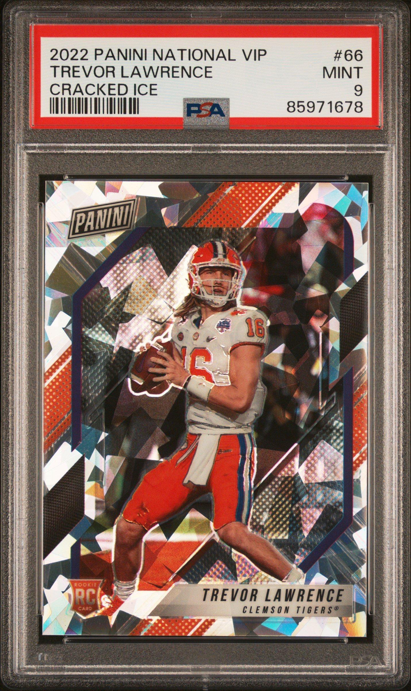 2022 Panini National Vip 66 Trevor Lawrence Cracked Ice PSA 9