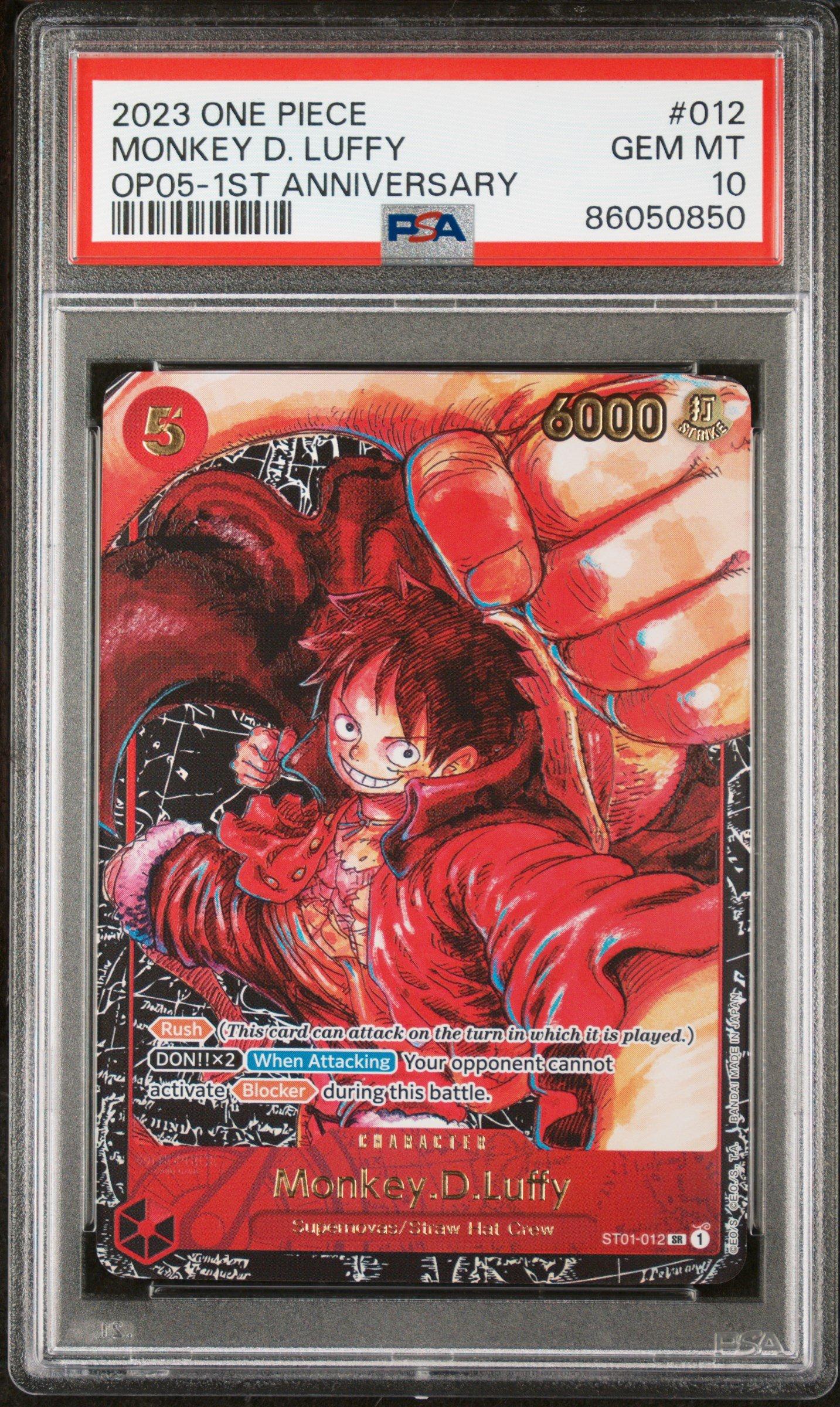 2023 One Piece Awakening Of The New Era 012 Monkey D. Luffy 1st Anniversary PSA 10