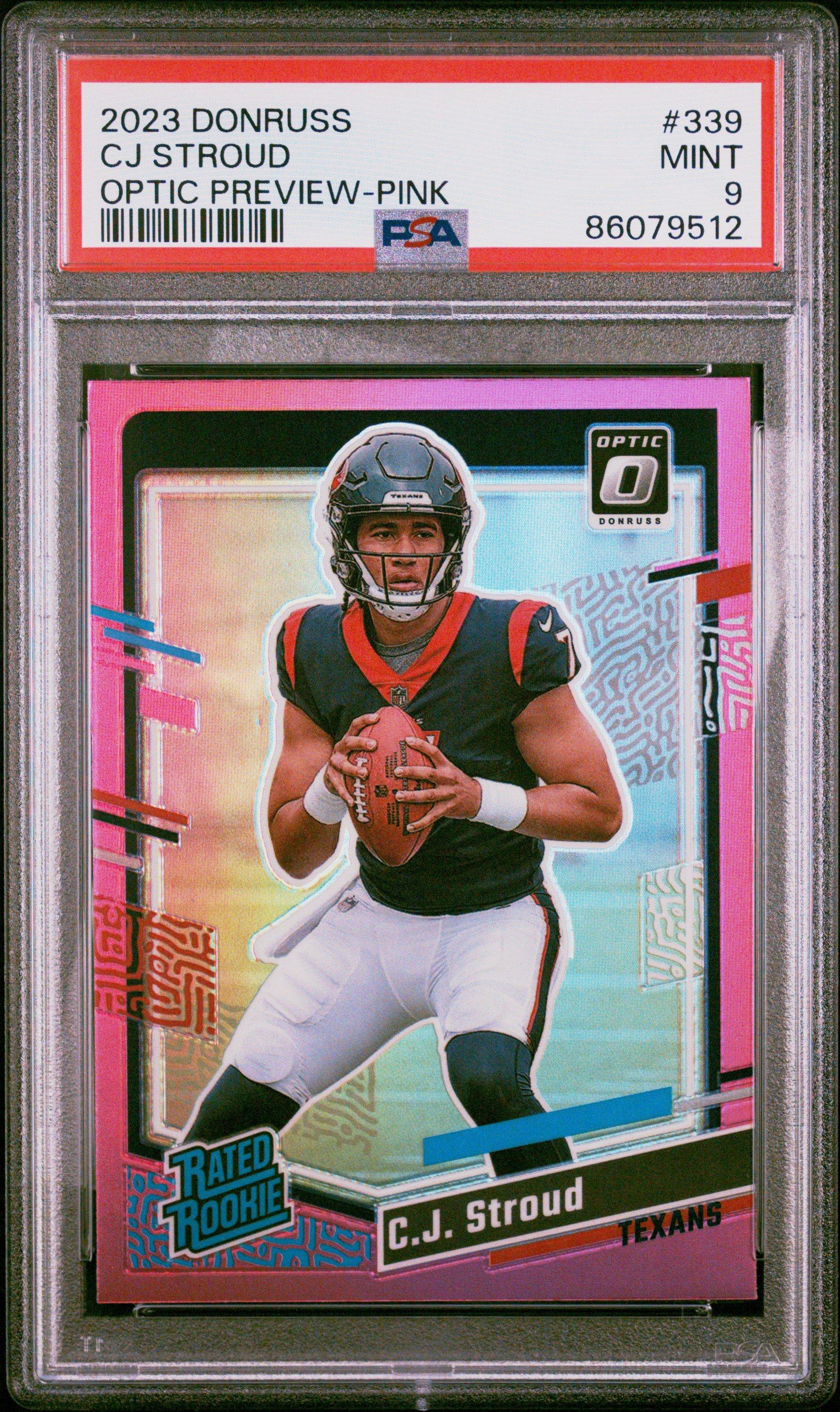 2023 Panini Donruss 339 Cj Stroud Optic Preview-pink PSA 9