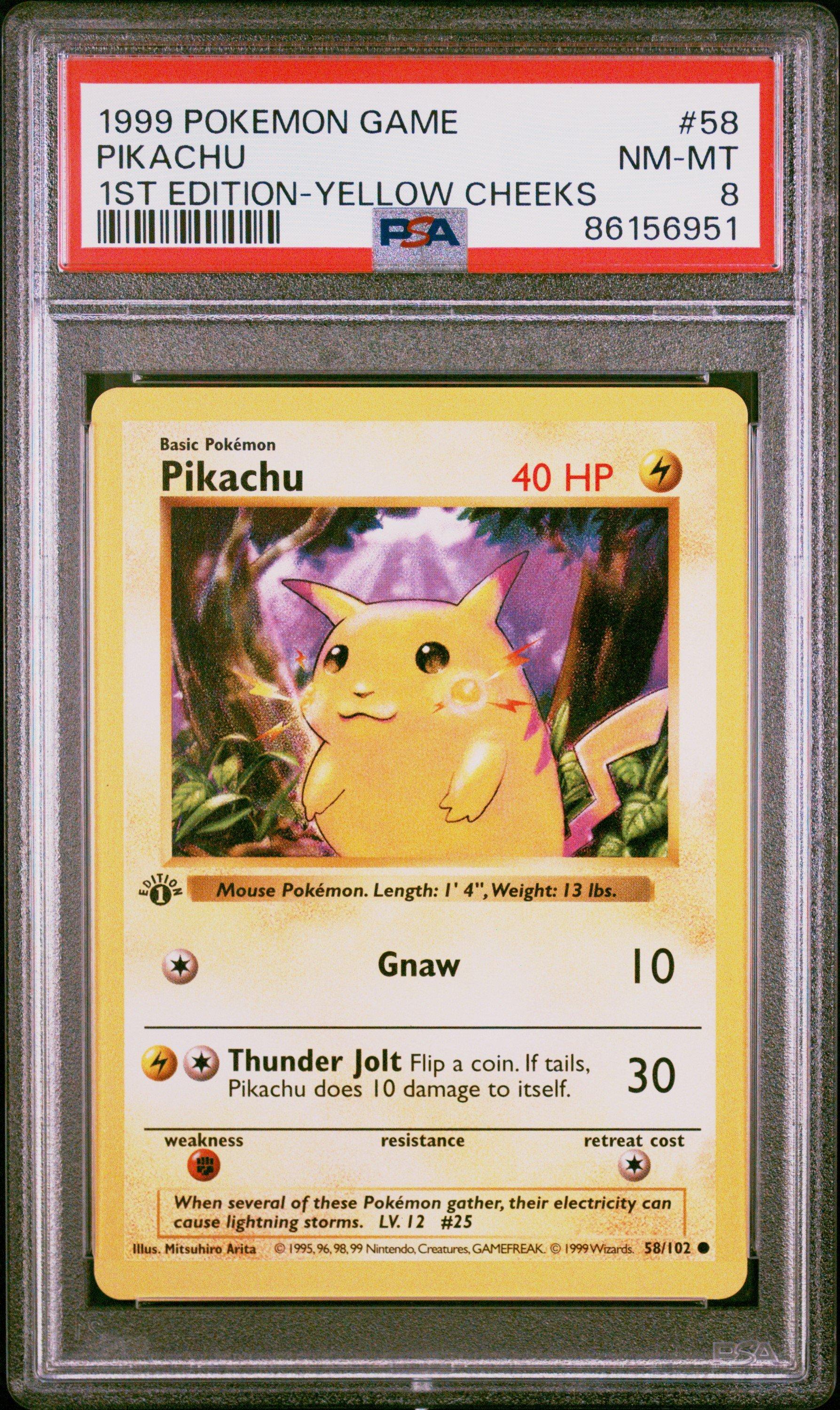 【PSA8】1999年 1st Edition ピカチュウ #58 1999 Pokemon Game 58 Pikachu 1st Edition-yellow Cheeks PSA 8