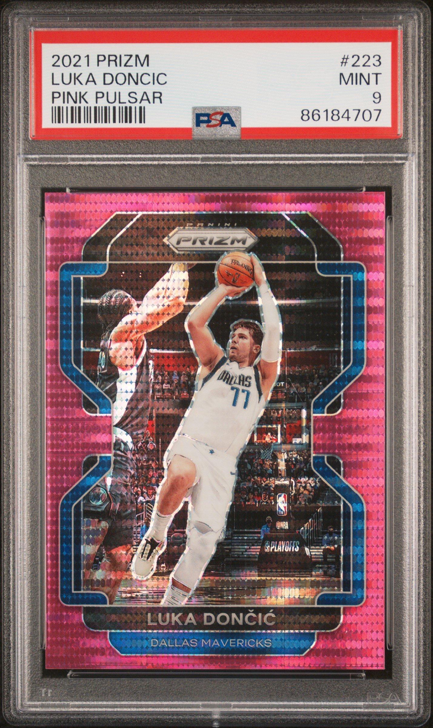 2021 Panini Prizm 223 Luka Doncic Pink Pulsar PSA 9 Graded Card | GameStop