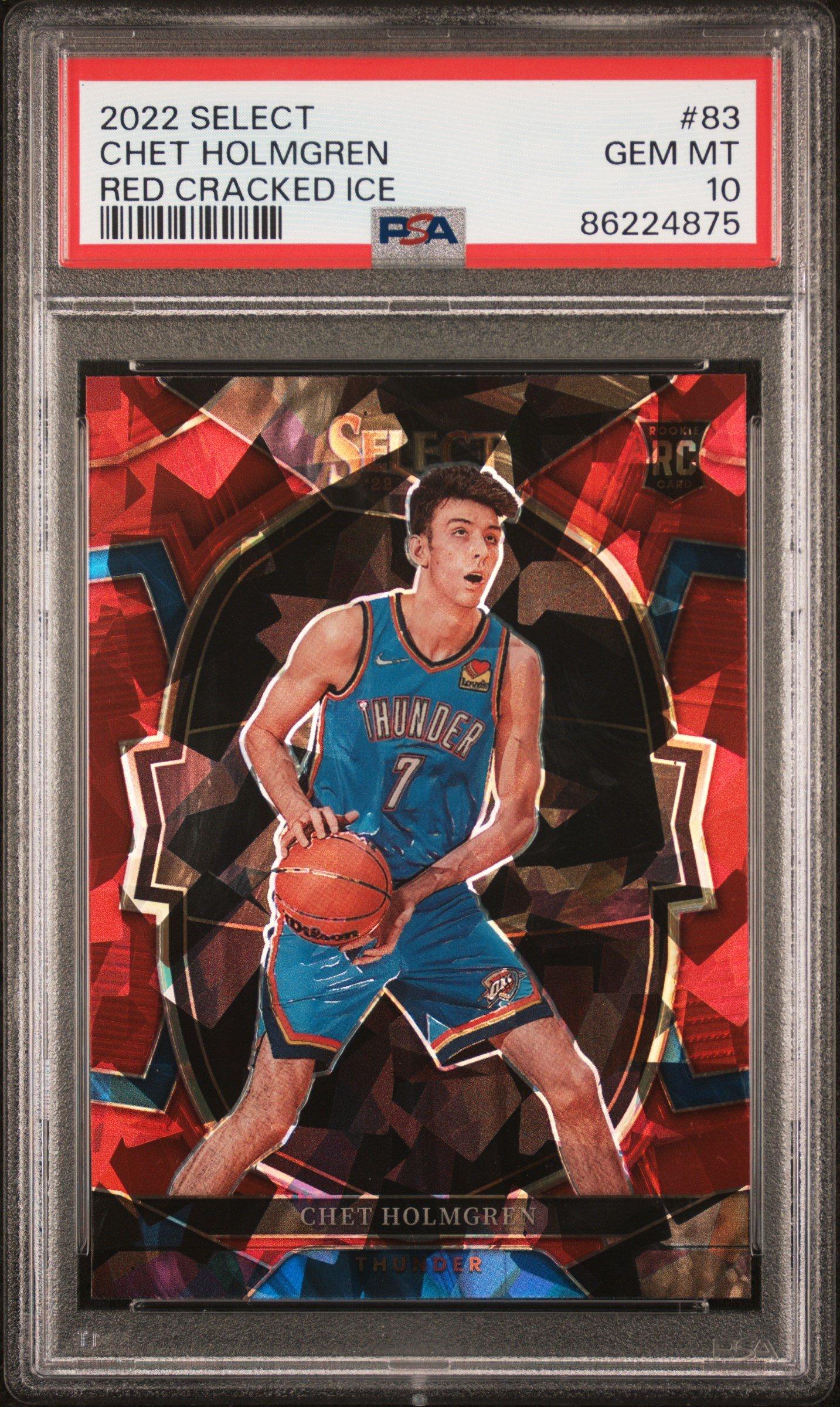 2022 Panini Select 83 Chet Holmgren Red Cracked Ice PSA 10 Graded