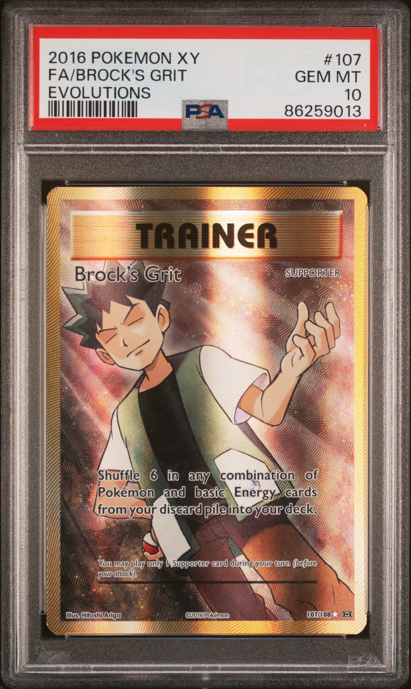 2016 Pokemon Xy Evolutions 107 Full Art/brock's Grit PSA 10