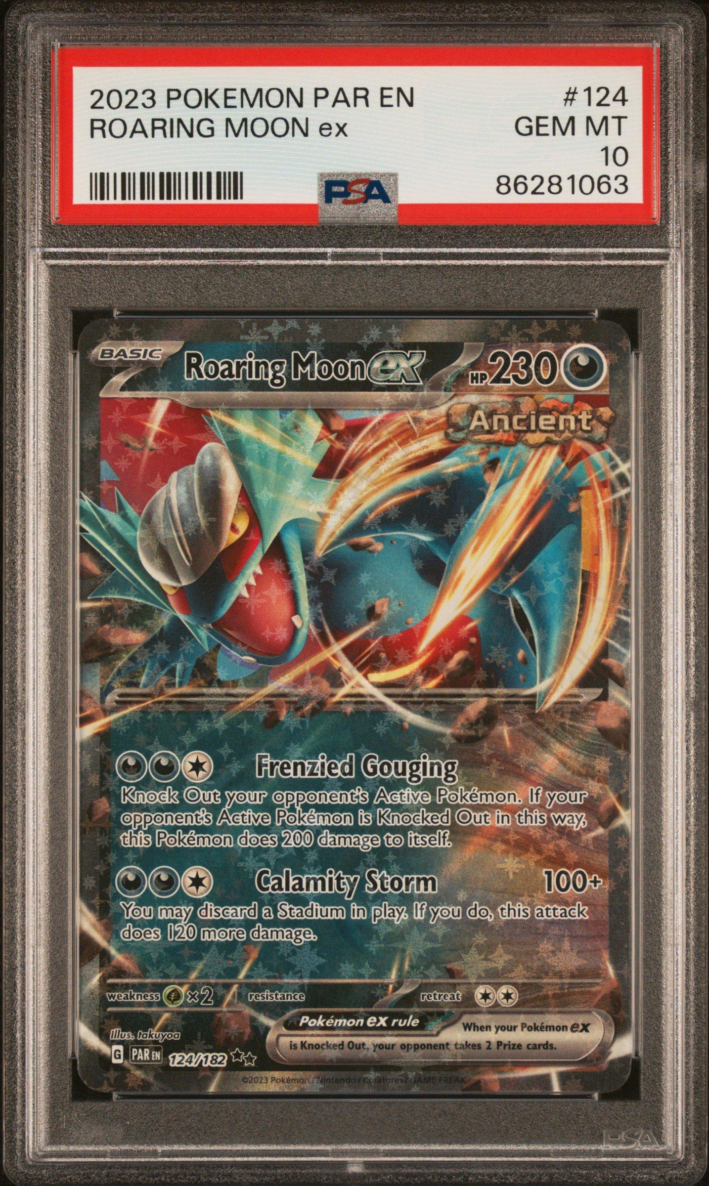 2023 Pokemon Par En-paradox Rift 124 Roaring Moon Ex PSA 10 Graded