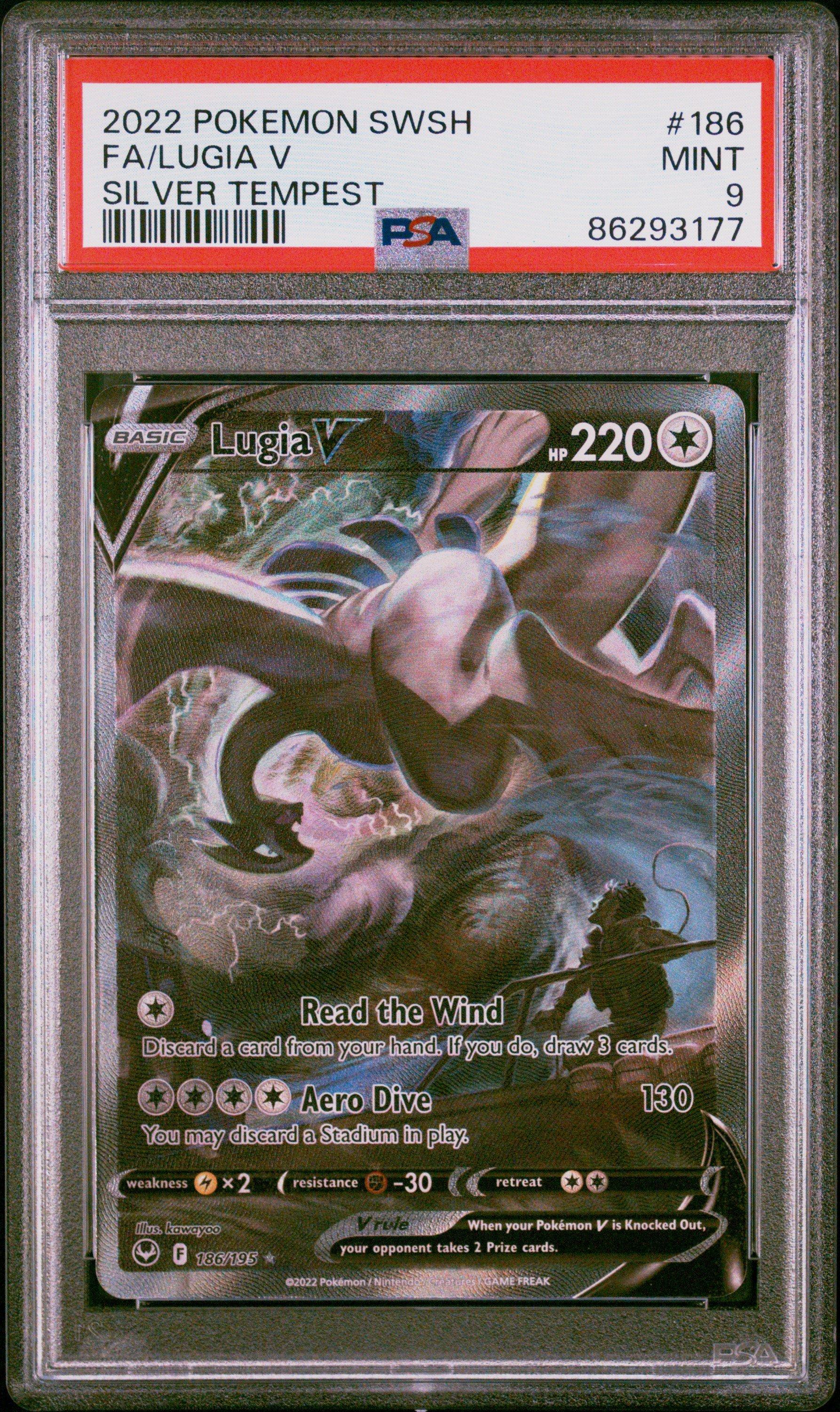 2022 Pokemon Sword & Shield Silver Tempest 186 Full Art/lugia V PSA 9