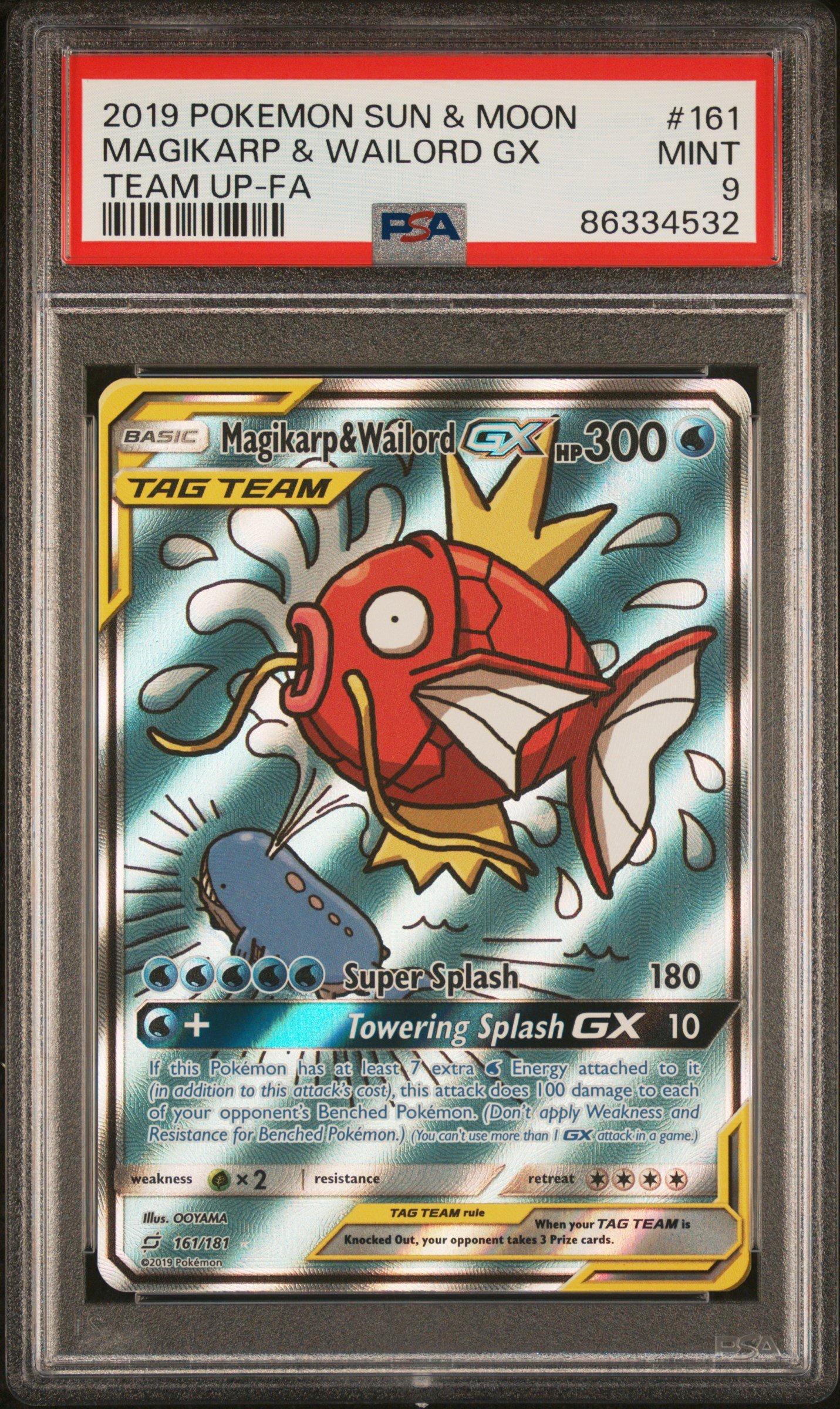 2019 Pokemon Sun & Moon Team Up 161 Magikarp & Wailord Gx PSA 9