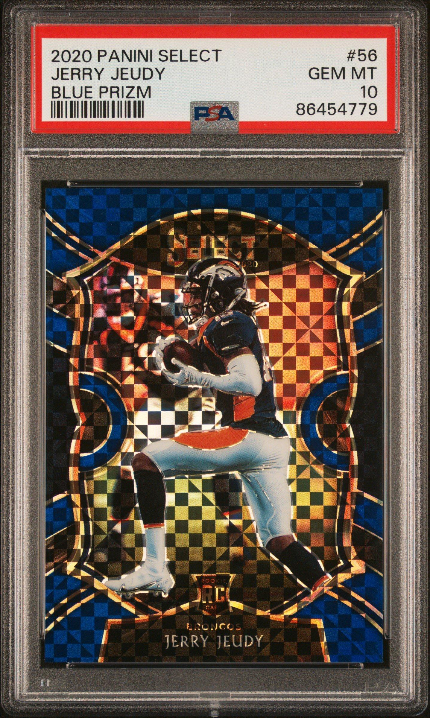 2020 Panini Select 56 Jerry Jeudy Blue Prizm PSA 10 Graded Card