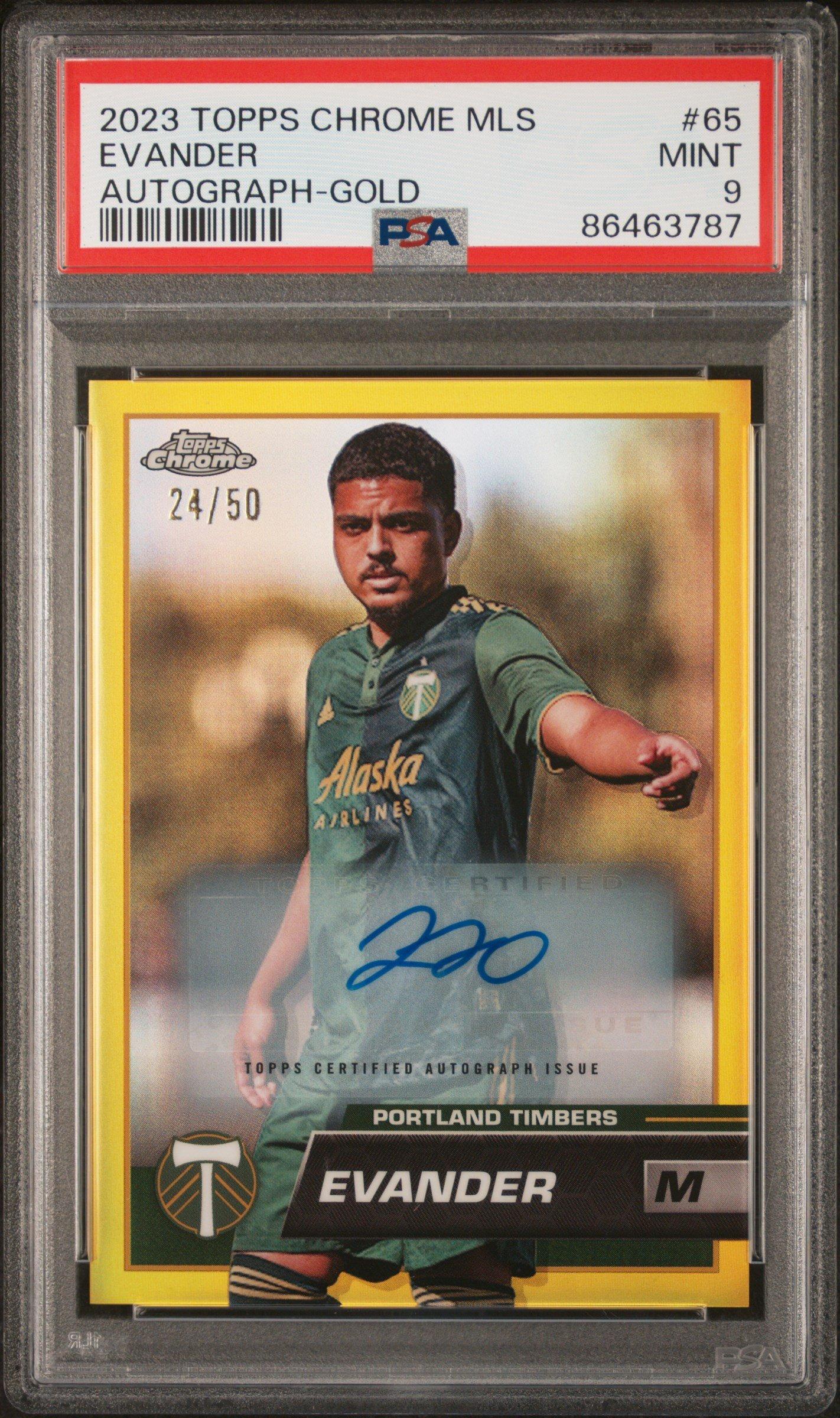 2023 Topps Chrome Mls 65 Evander Autograph-gold Refractor PSA 9