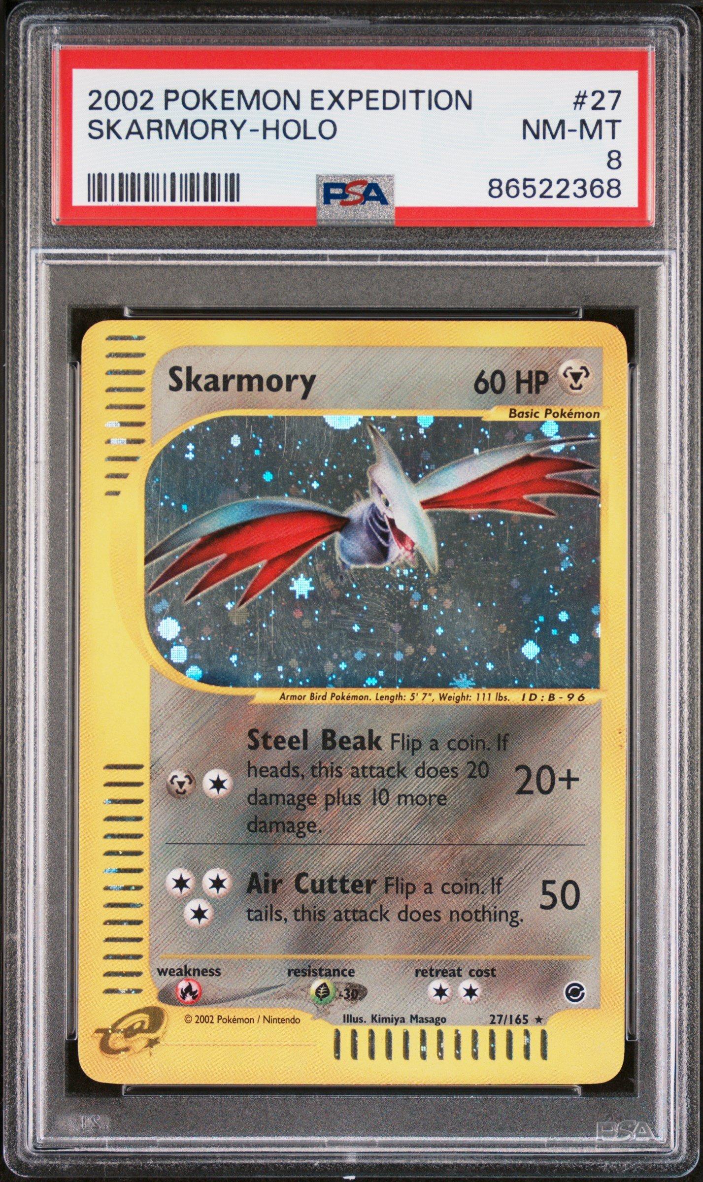 2002 Pokemon Expedition 27 Skarmory-holo PSA 8