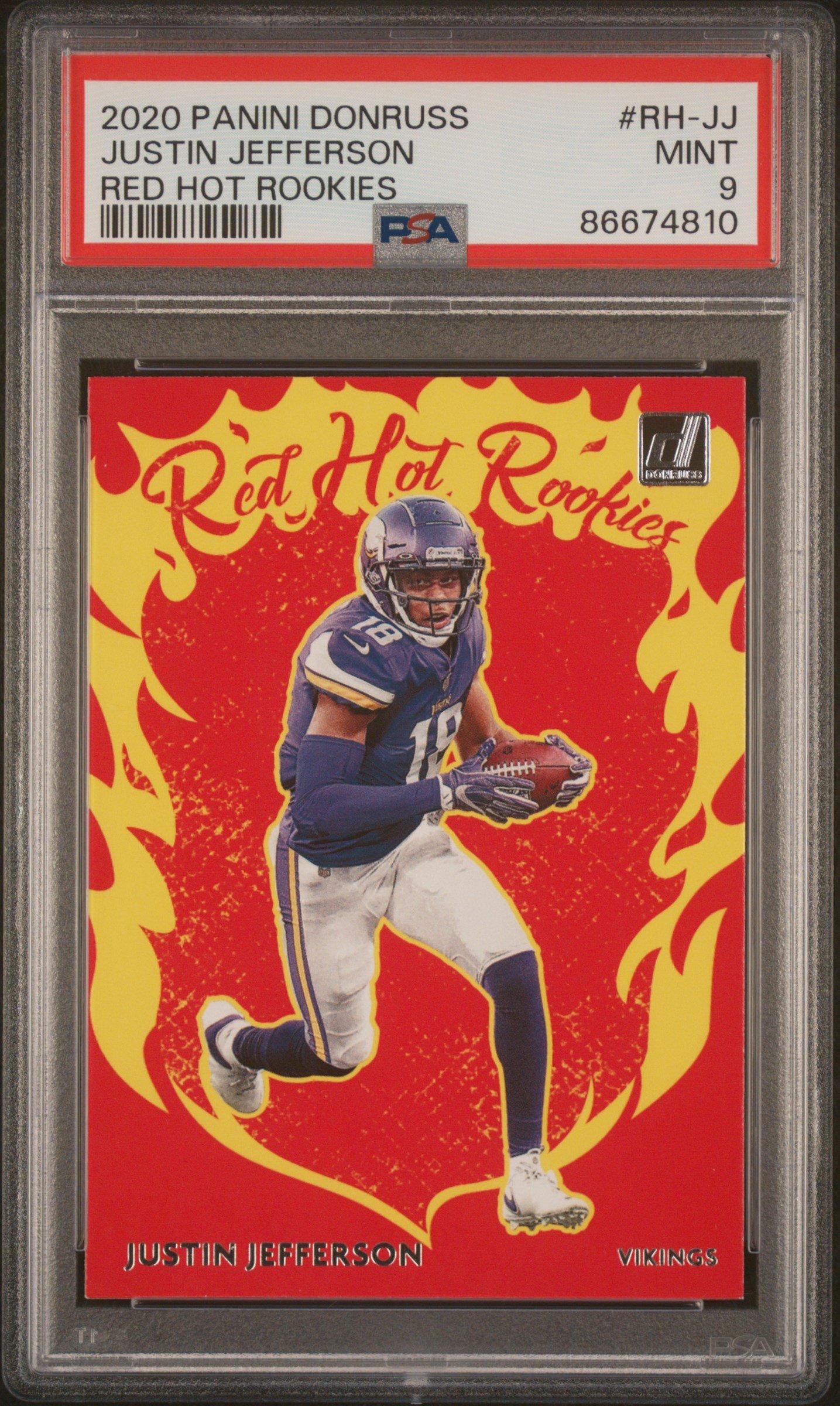 2020 Panini Donruss Red Hot Rookies Rh-jj Justin Jefferson PSA 9