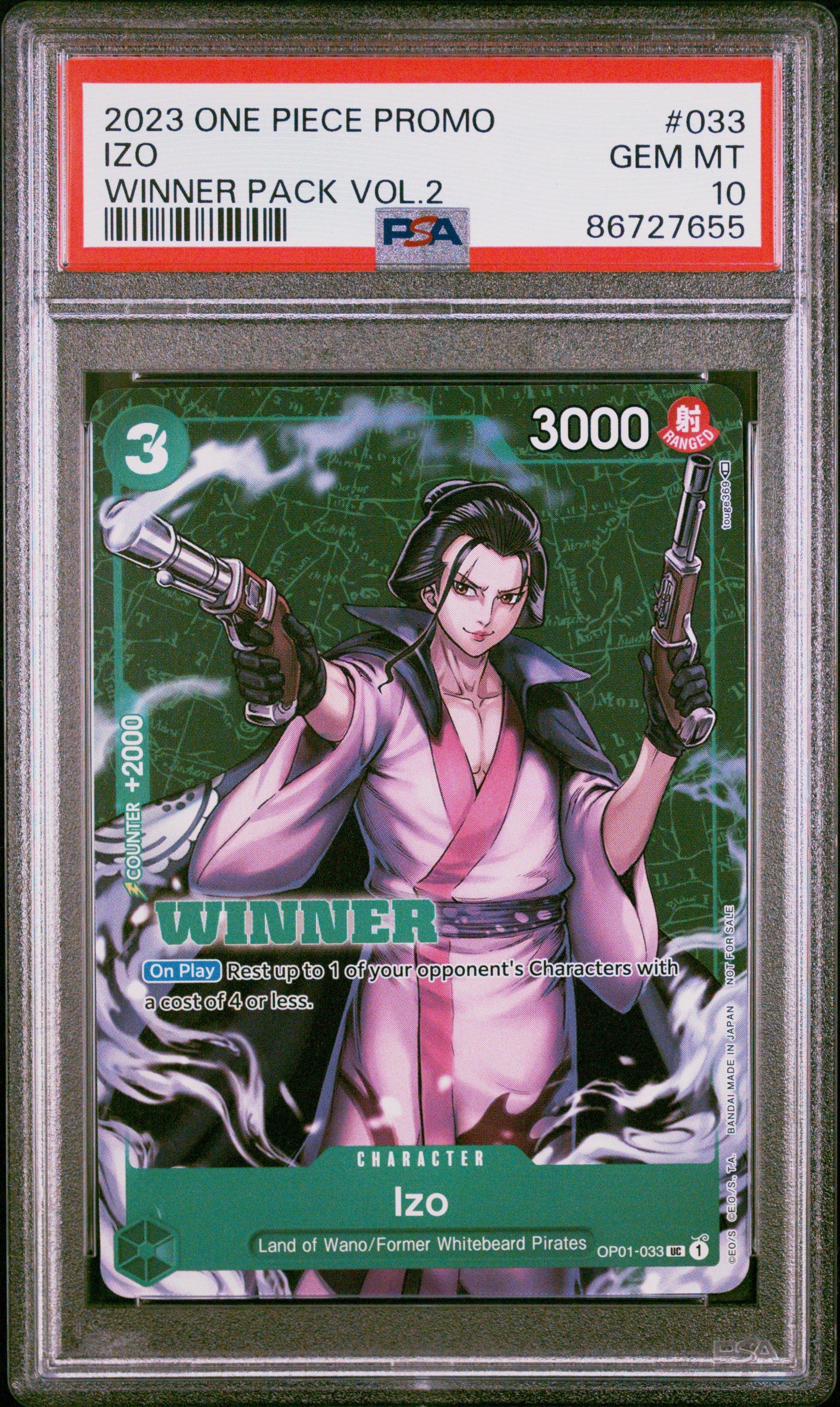 イゾウ(Izo) WINNERパックVol.2 PSA10 2023 One Piece Promos 033 Izo Winner Pack Vol.2 PSA 10 | GameStop