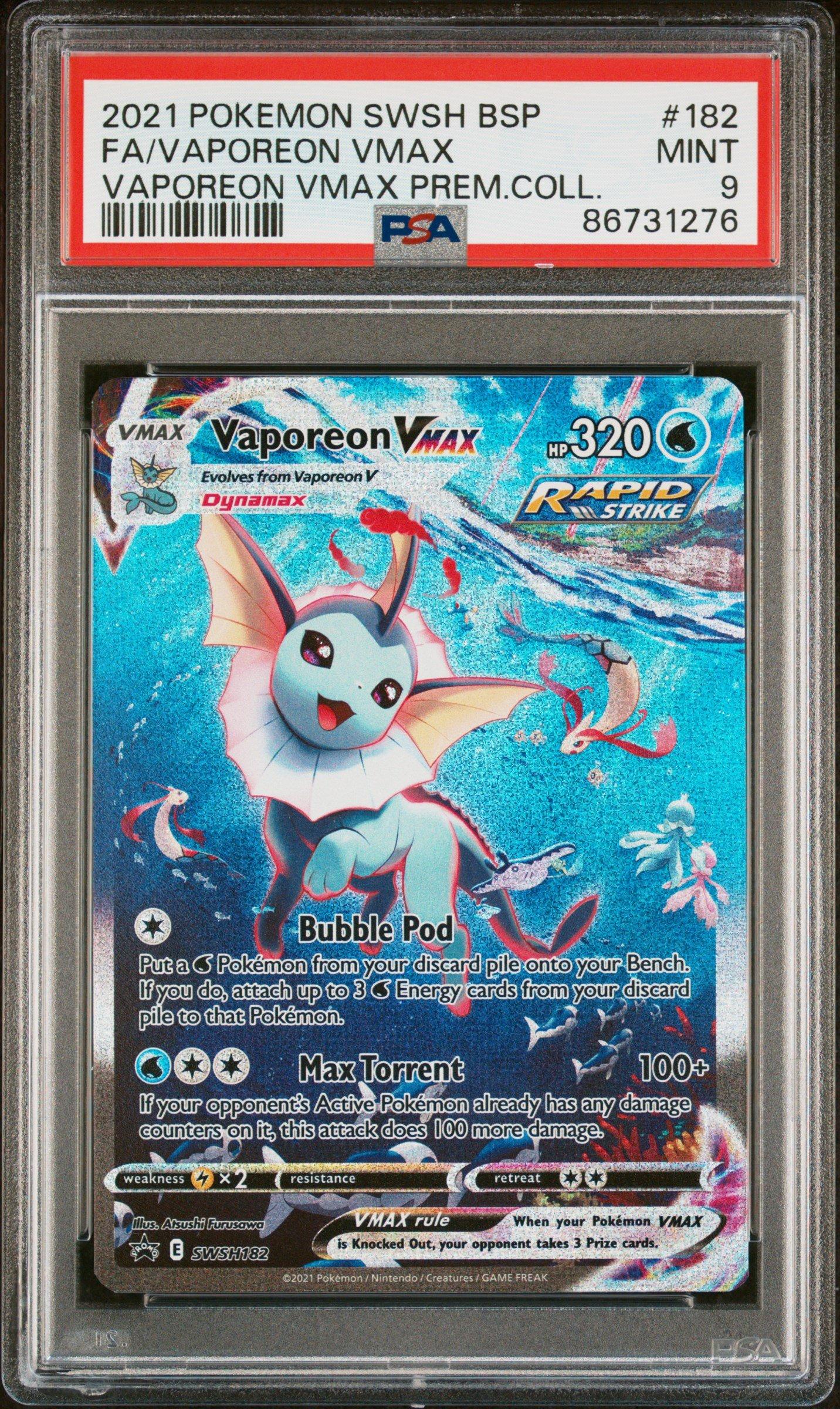 2021 Pokemon Swsh Black Star Promo 182 Full Art/vaporeon Vmax Vaporeon ...