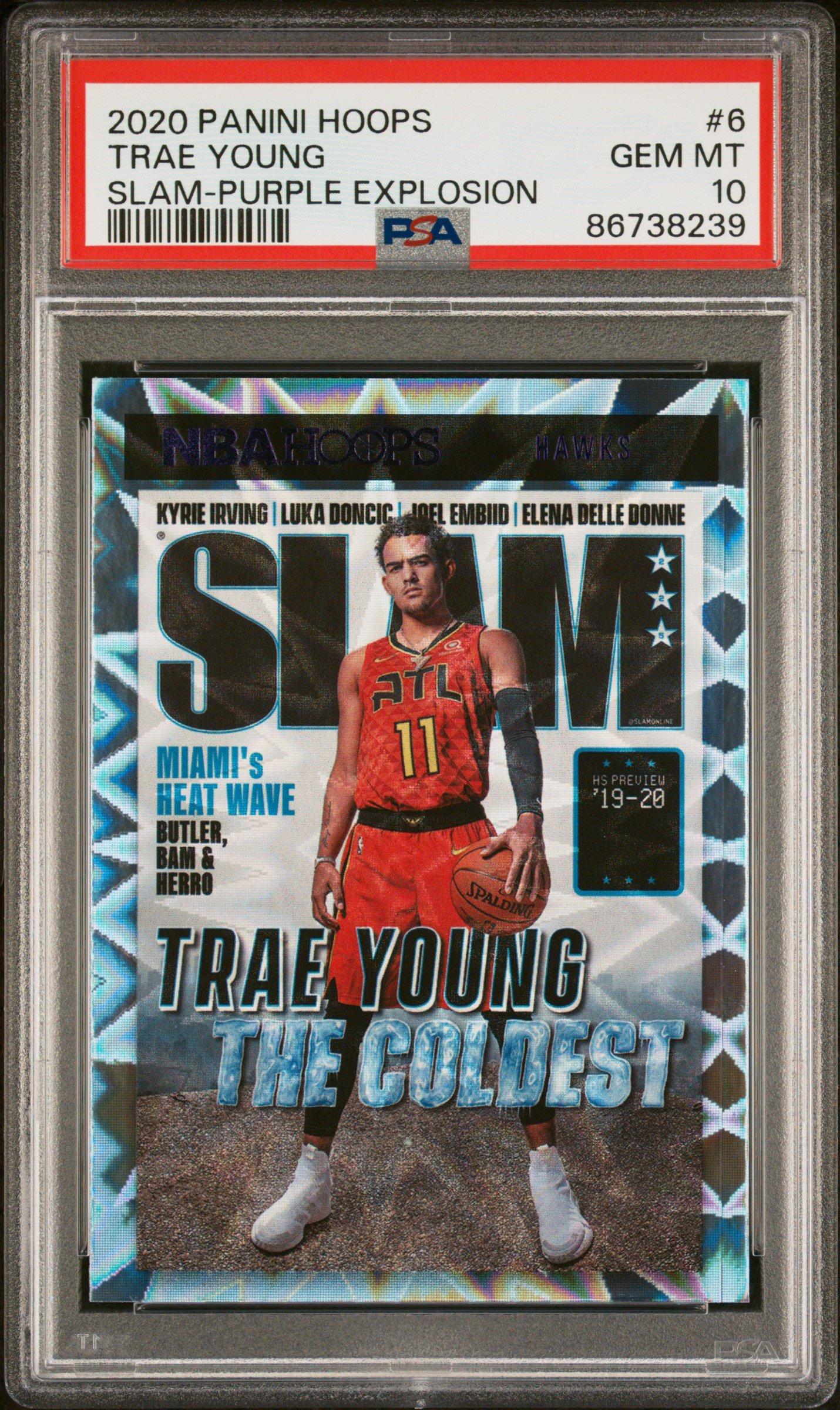 2020 Panini Hoops Slam 6 Trae Young Purple Explosion PSA 10 Graded
