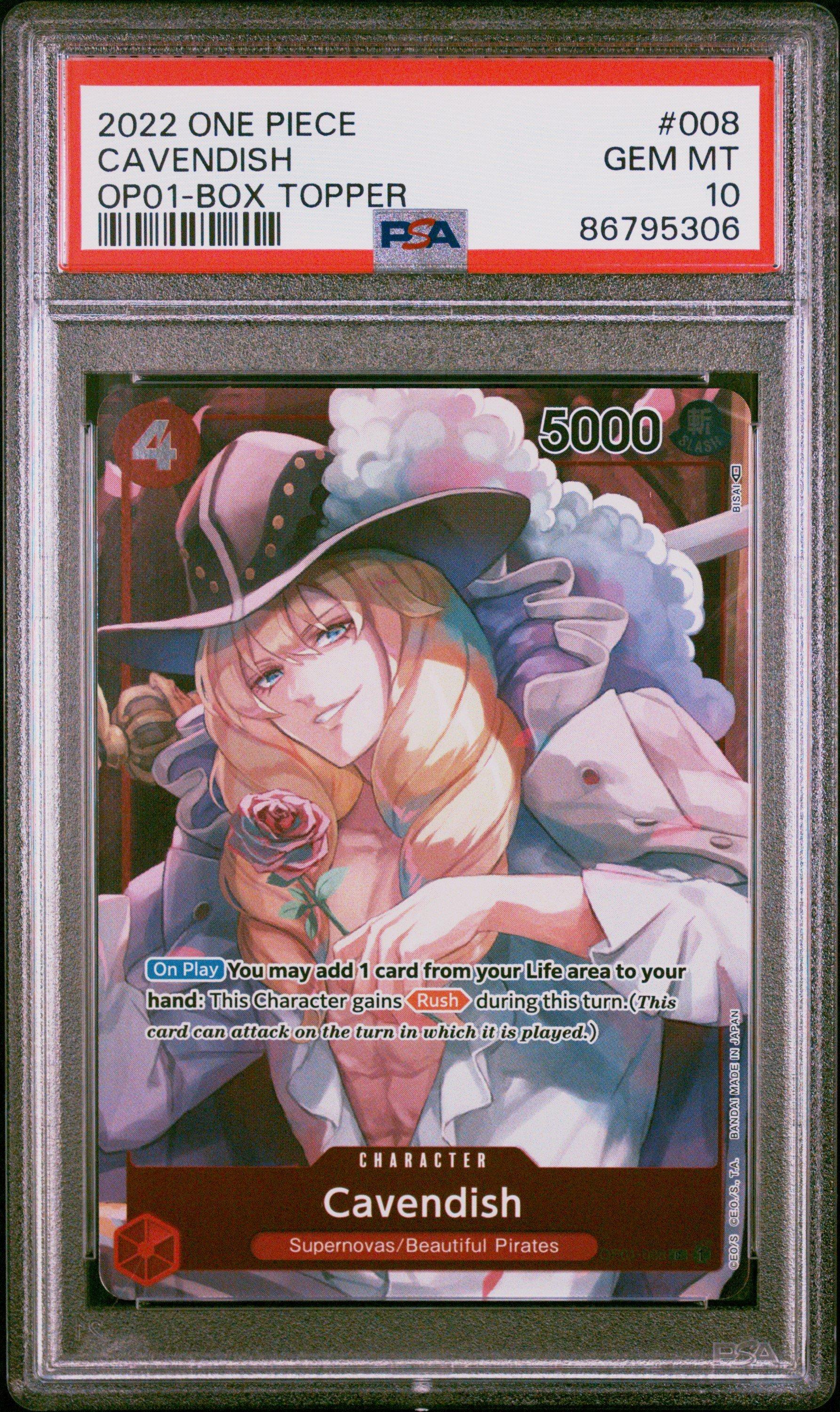 2022 One Piece Op01-romance Dawn 008 Cavendish Box Topper PSA 10