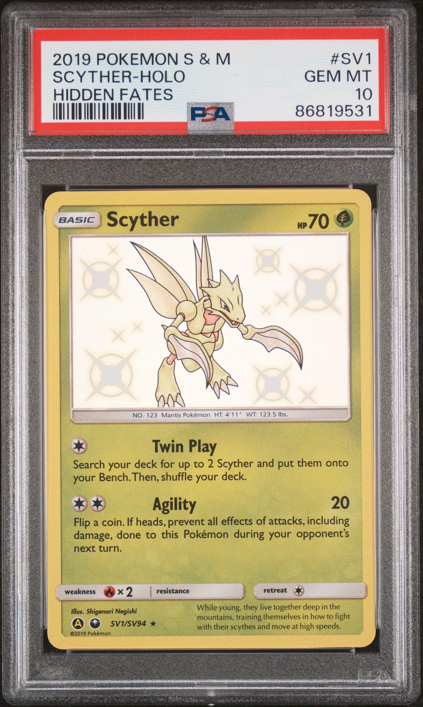 2019 Pokemon Sun & Moon Hidden Fates Sv1 Scyther-holo PSA 10 | GameStop