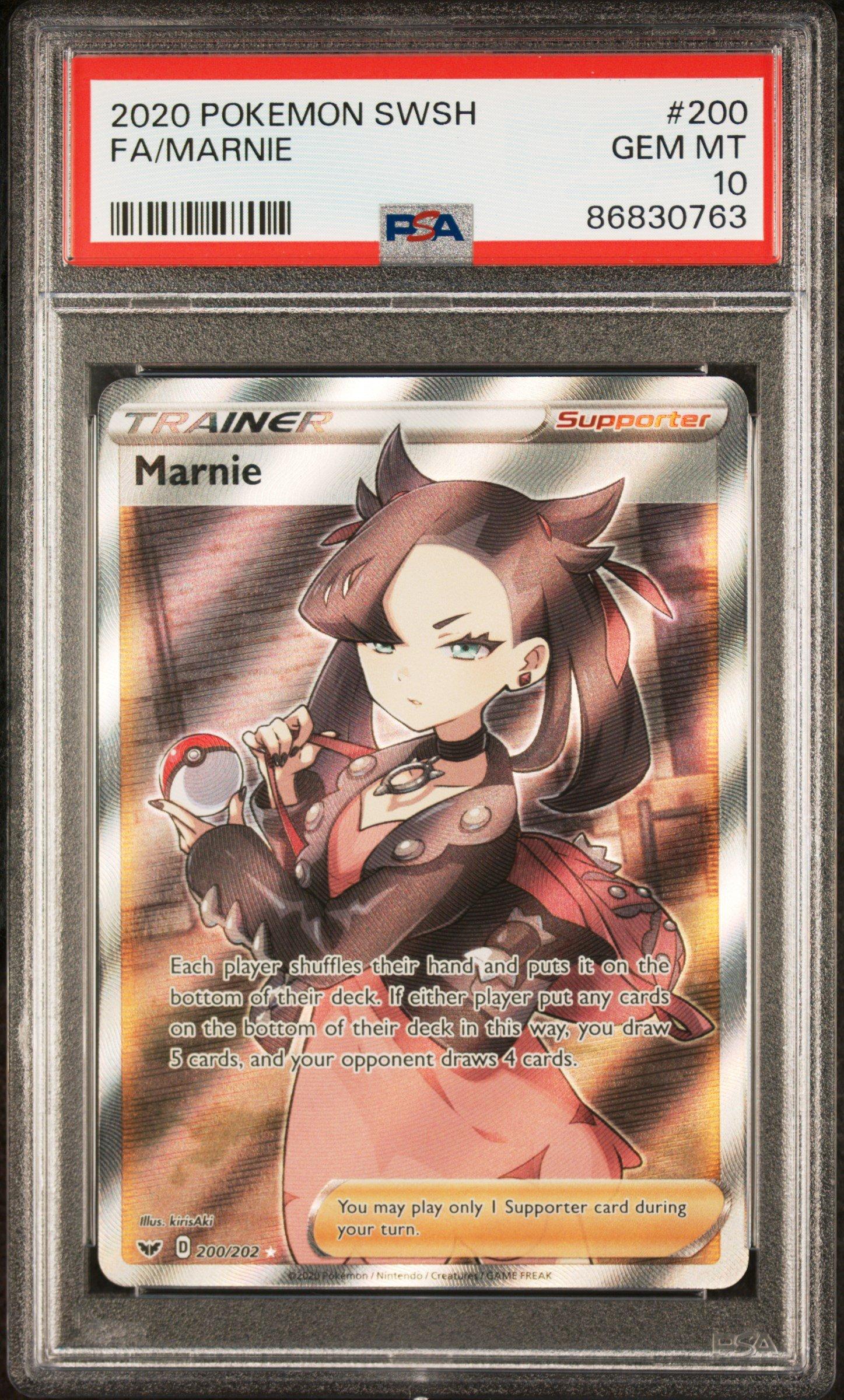 2020 Pokemon Sword & Shield 200 Full Art/marnie PSA 10 Graded Card
