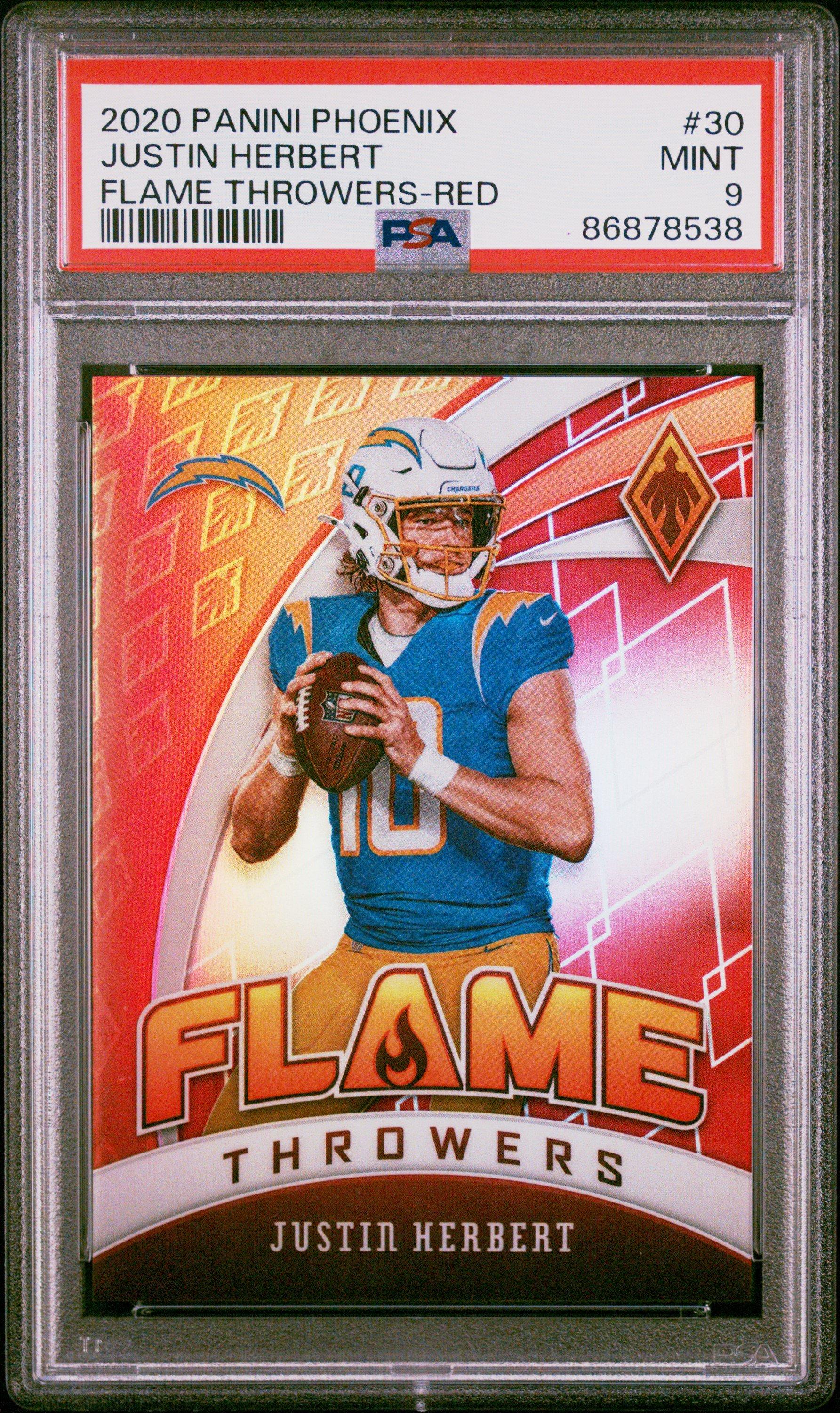 2020 Panini Phoenix Flame Throwers 30 Justin Herbert PSA 9