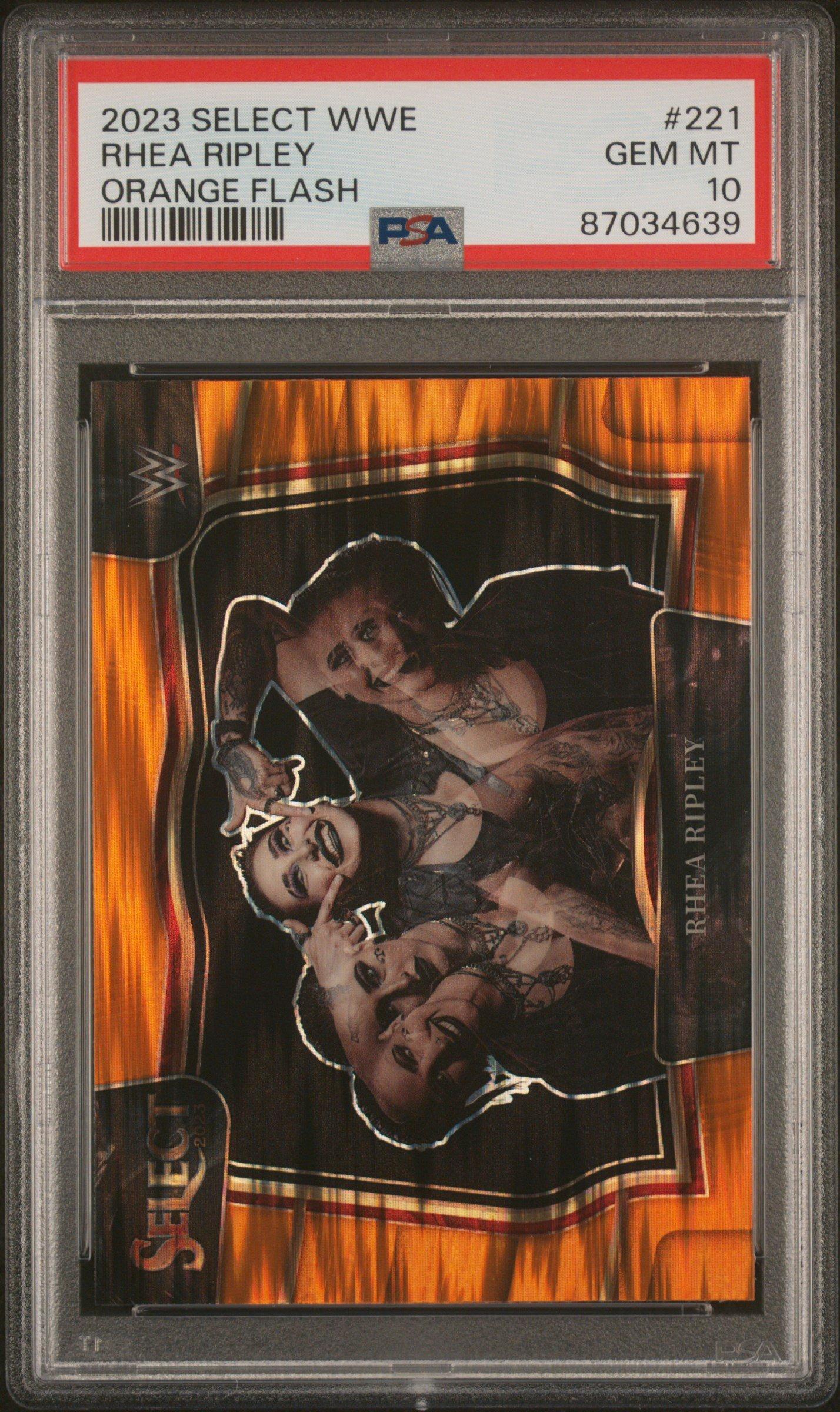 2023 Panini Select Wwe 221 Rhea Ripley Orange Flash PSA 10 Graded