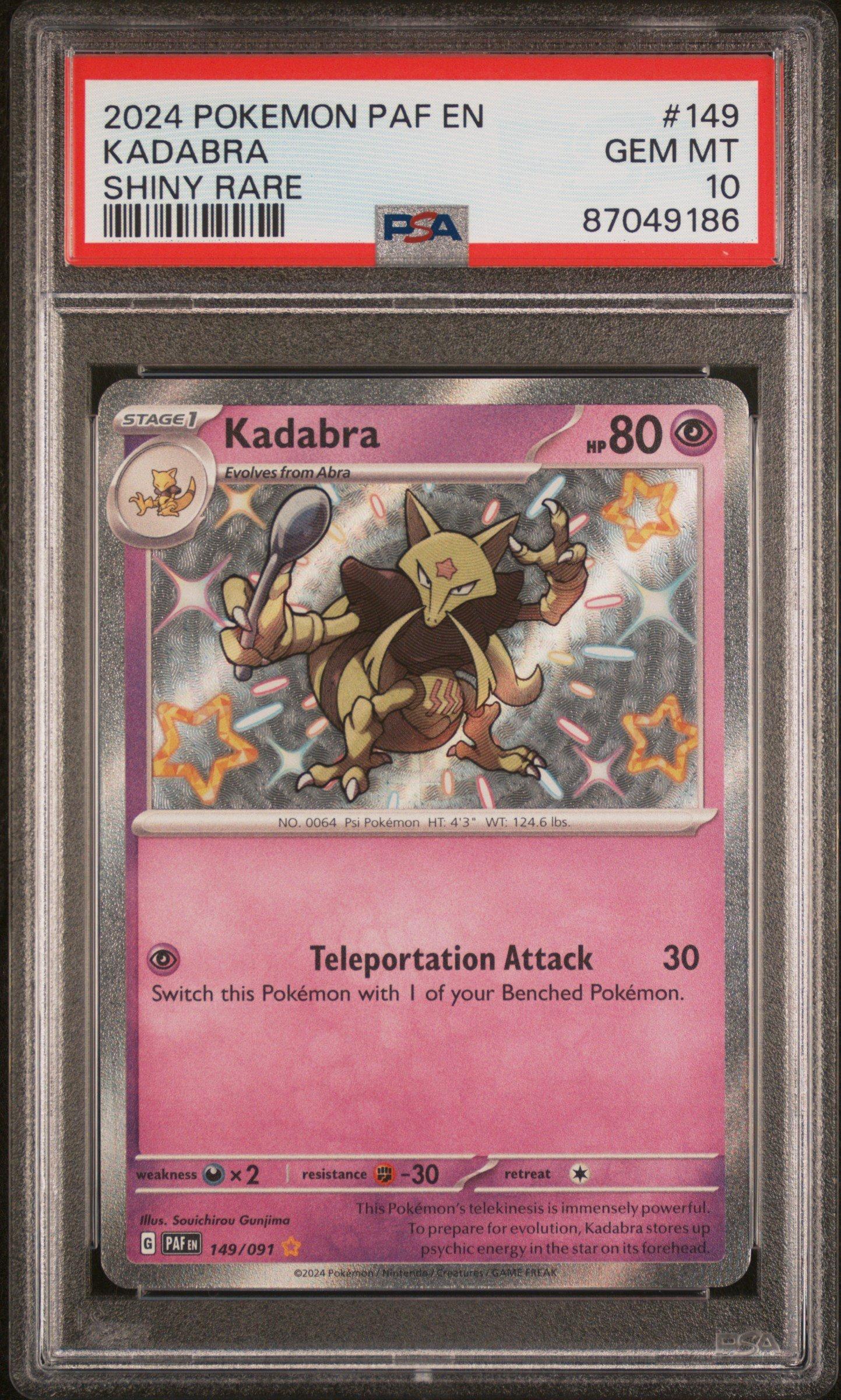 2024 Pokemon Paf En-paldean Fates 149 Kadabra Shiny Rare PSA 10