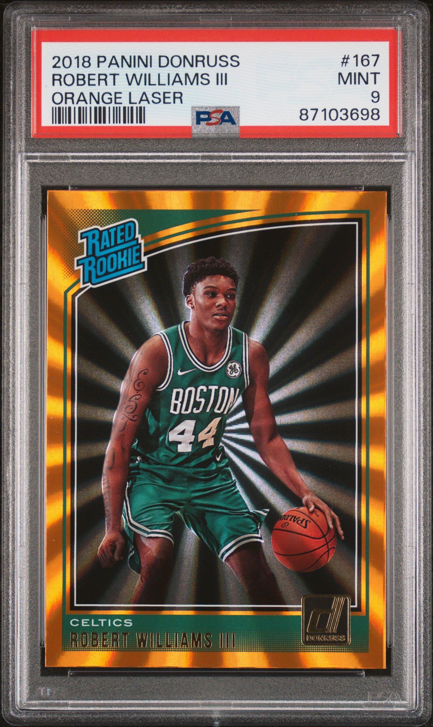 2018 Panini Donruss 167 Robert Williams Iii Orange Laser PSA 9