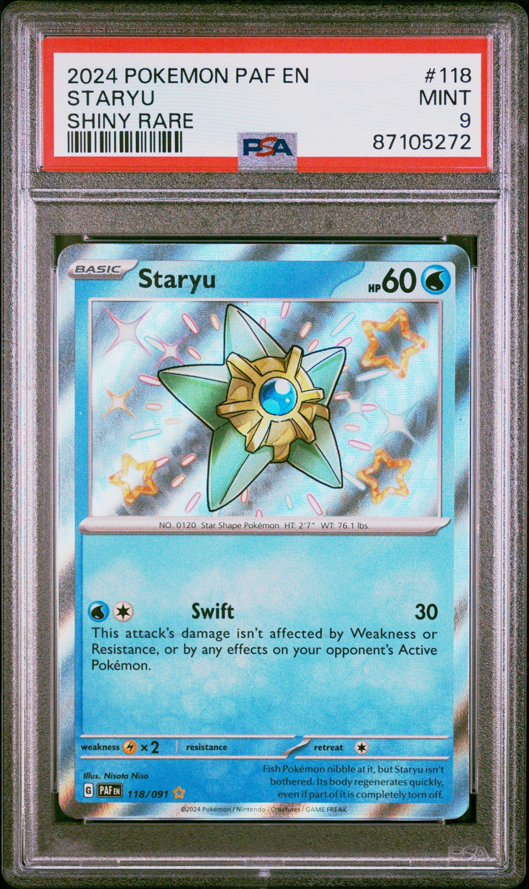 2024 Pokemon Paf En-paldean Fates 118 Staryu Shiny Rare PSA 9