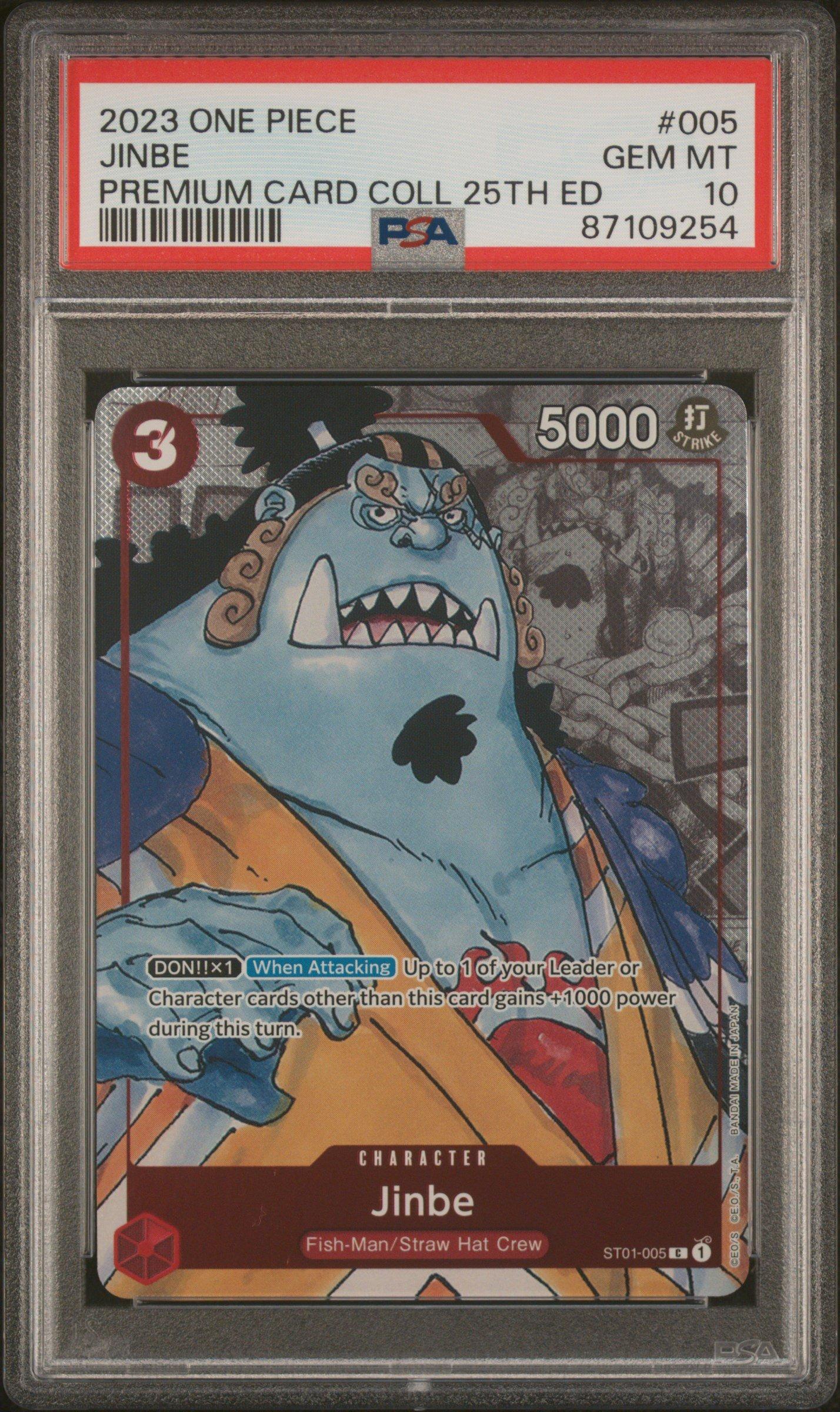 2023 One Piece Premium Bandai Premium Card Collection 25th Edition 005 Jinbe PSA 10