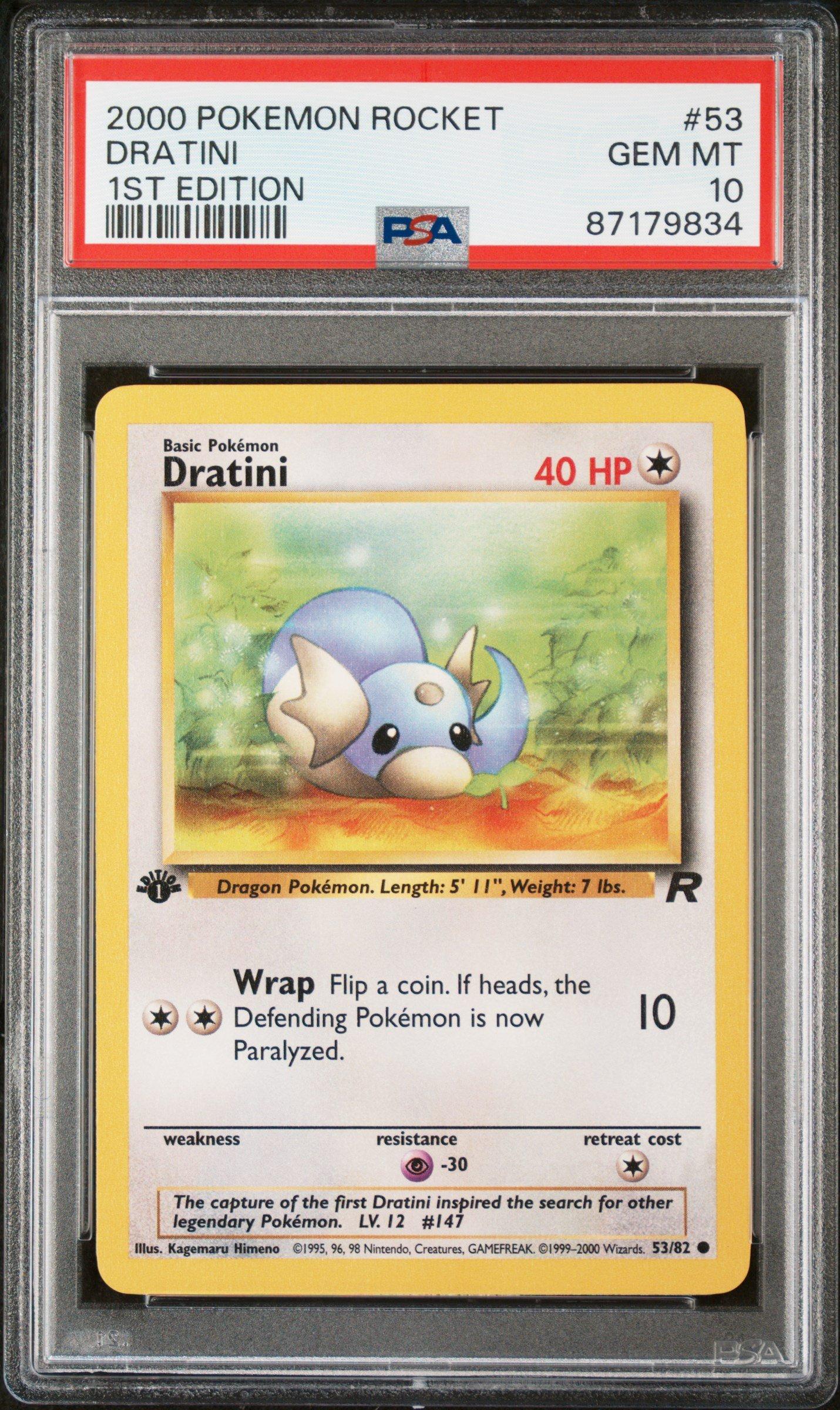 2000 Pokemon Rocket 53 Dratini 1st Edition PSA 10 Graded Card