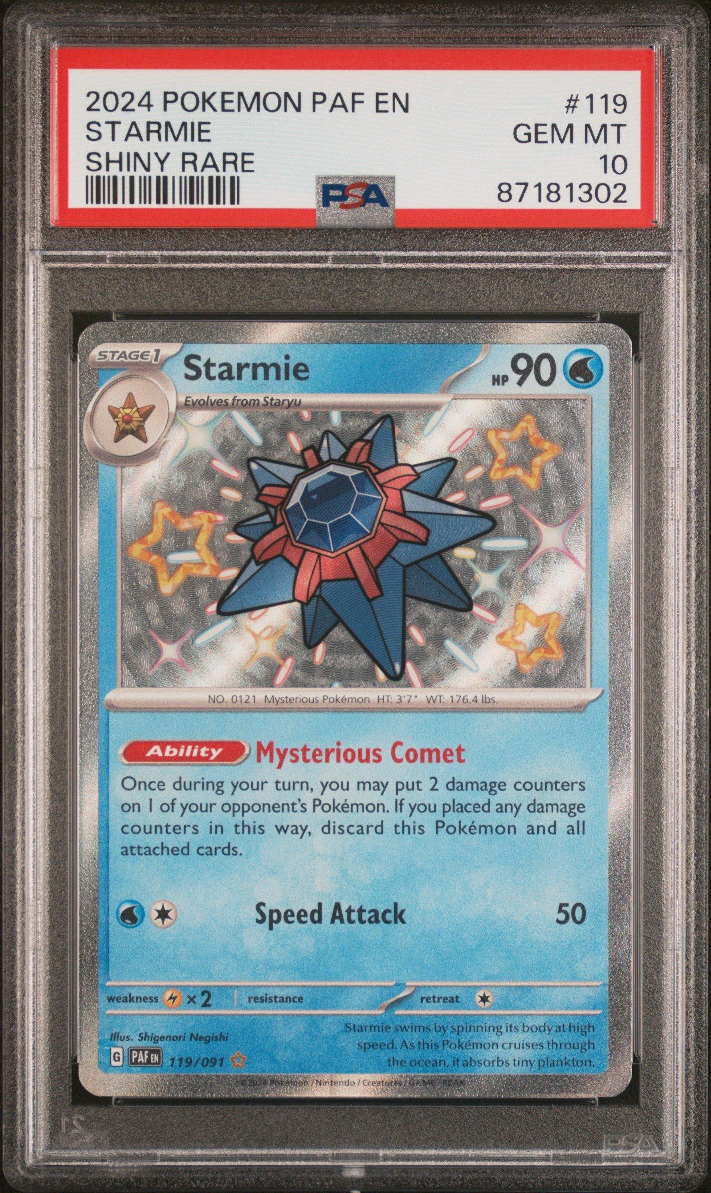 2024 Pokemon Paf En-paldean Fates 119 Starmie Shiny Rare PSA