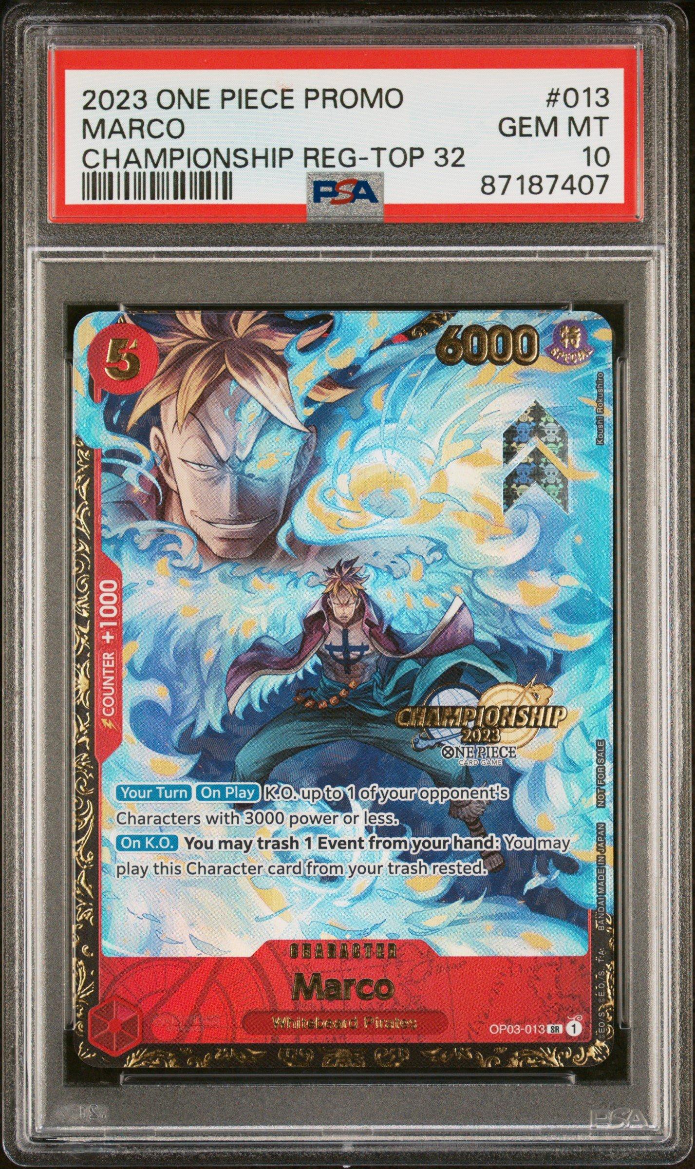 2023 One Piece Promos 013 Marco Championship Regional-top 32 PSA