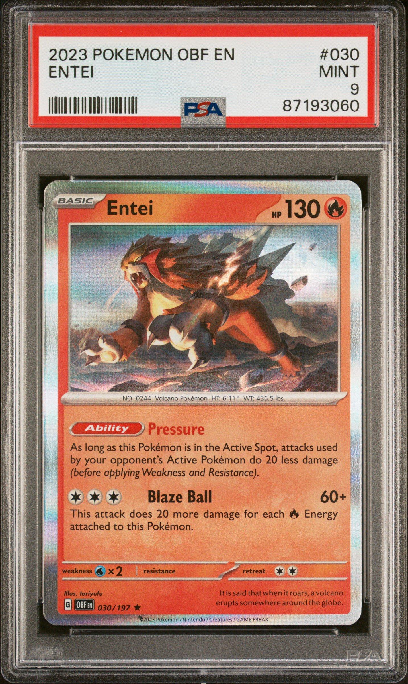 2023 Pokemon Obf En-obsidian Flames 030 Entei PSA 9