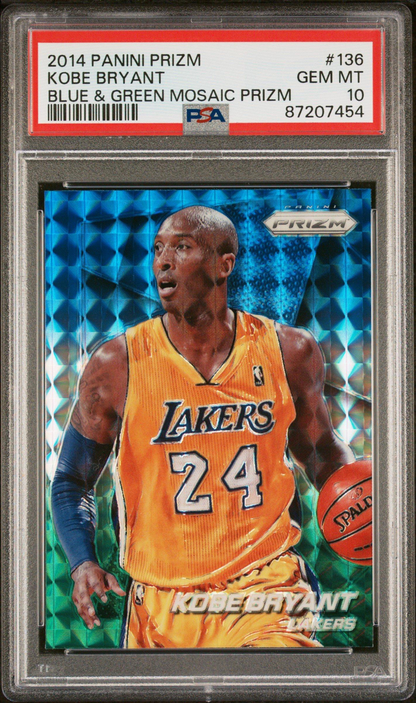 2014 Panini Prizm 136 Kobe Bryant Blue & Green Mosaic Prizm PSA 10