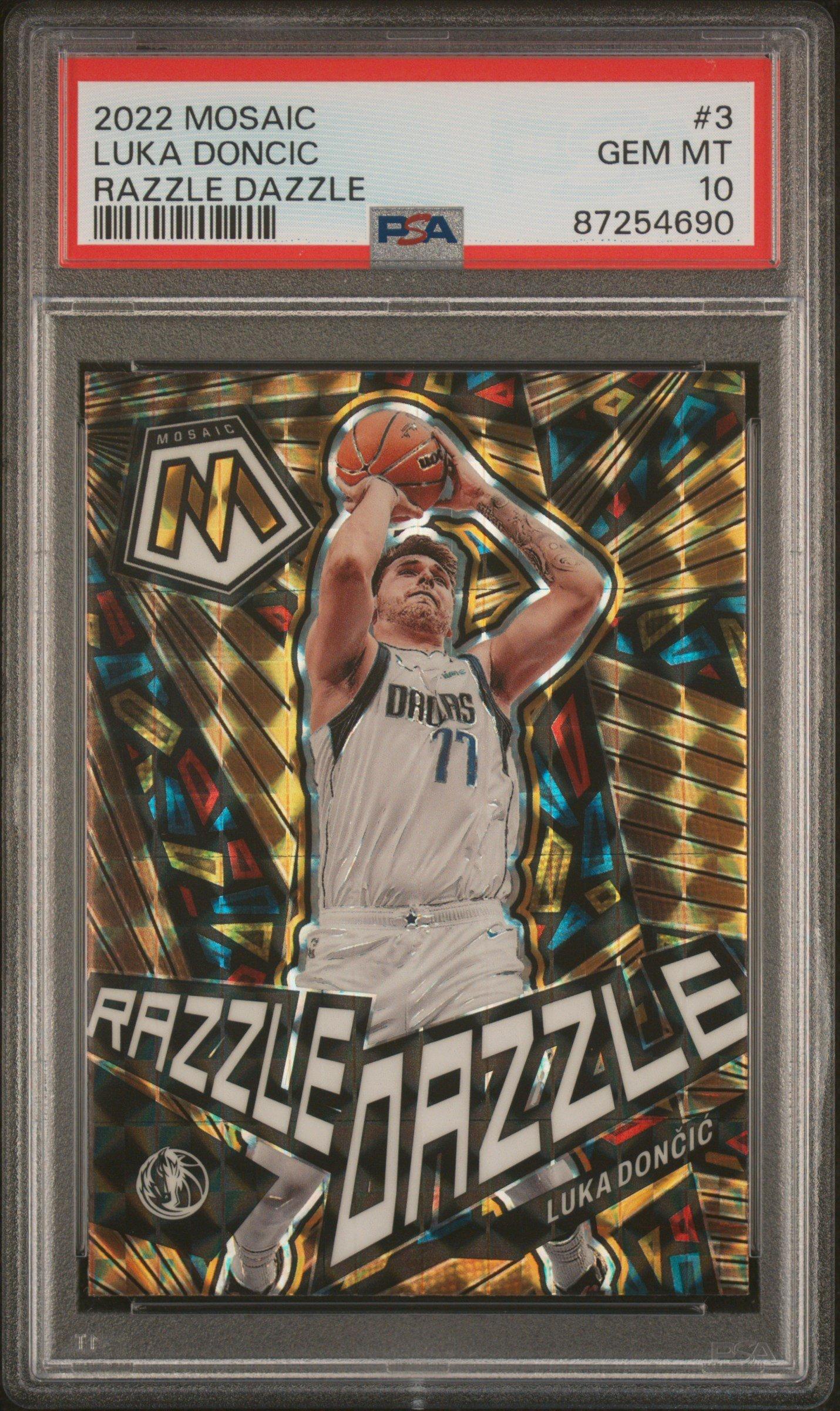2022 Panini Mosaic Razzle Dazzle 3 Luka Doncic PSA 10 Graded Card