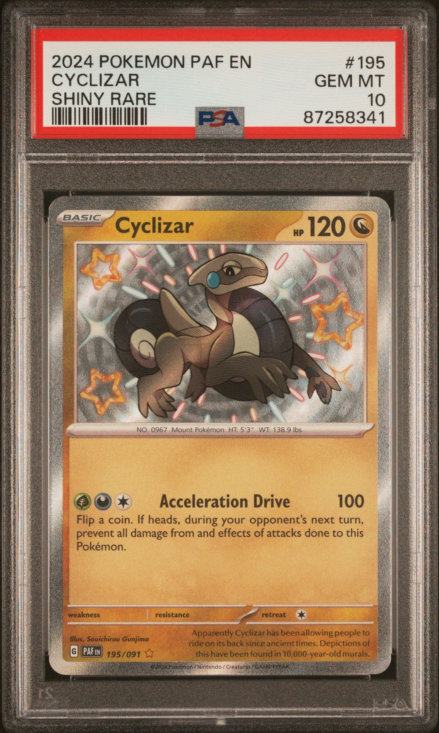 2024 Pokemon Paf En-paldean Fates 195 Cyclizar Shiny Rare PSA 10