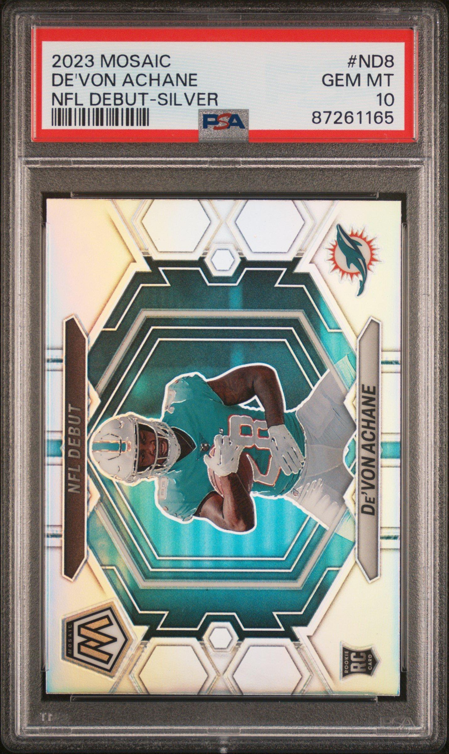 2023 Panini Mosaic Nfl Debut Nd8 De'von Achane Silver PSA 10