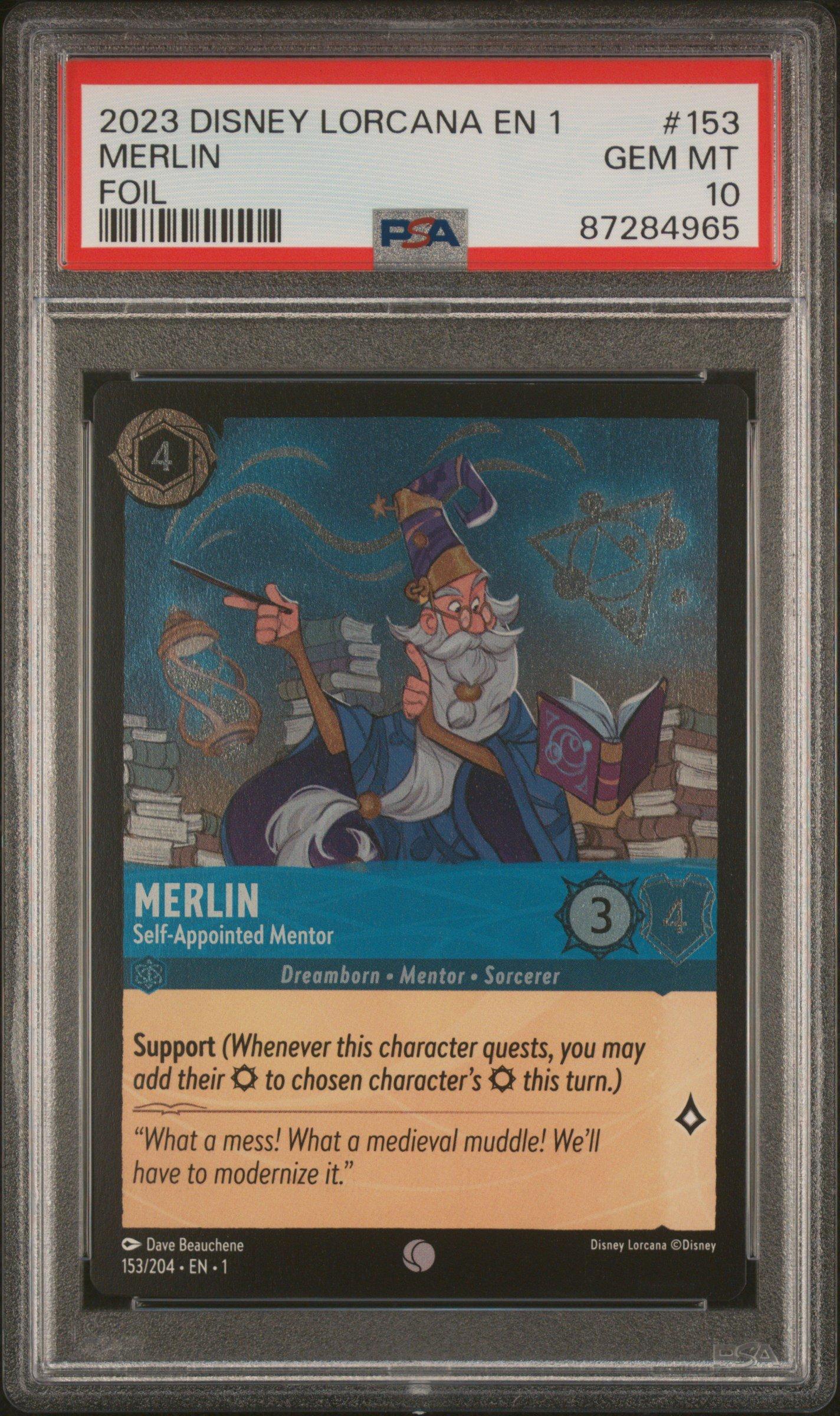 2023 Disney Lorcana En 1-the First Chapter 153 Merlin - Self-appointed Mentor Foil PSA 10