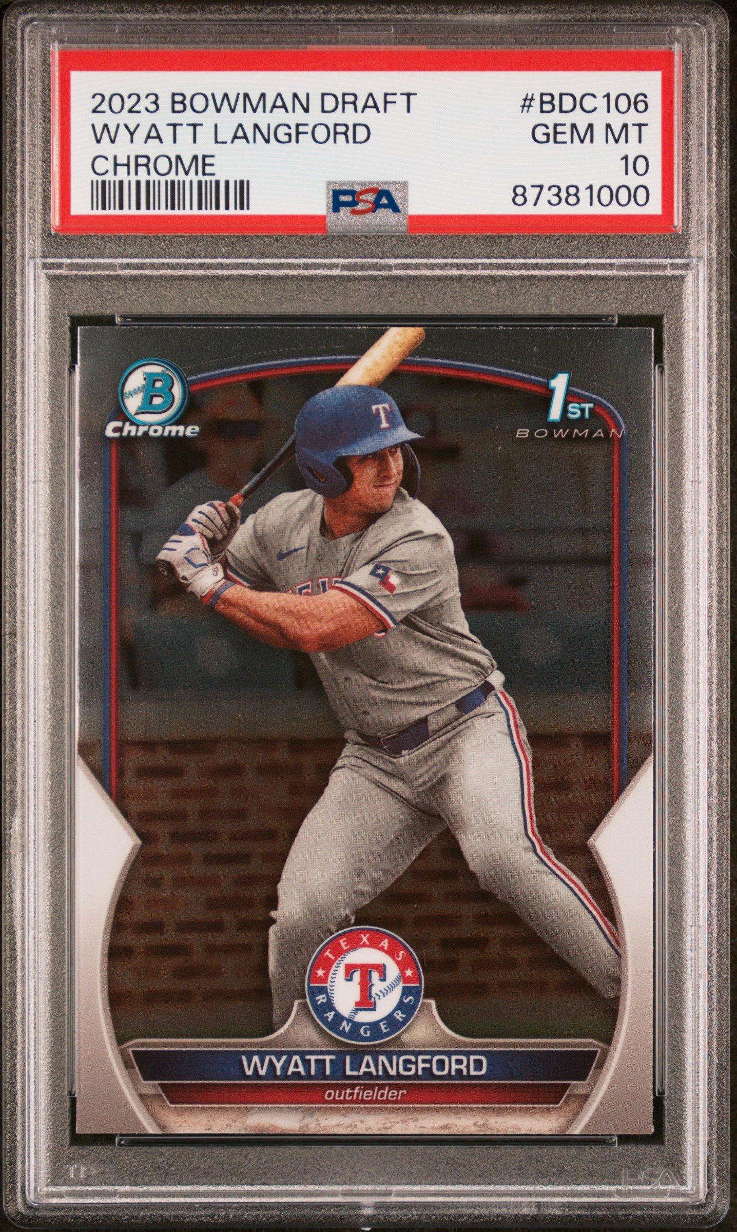 2023 Bowman Draft Bdc106 Wyatt Langford Chrome PSA 10 Graded Card 