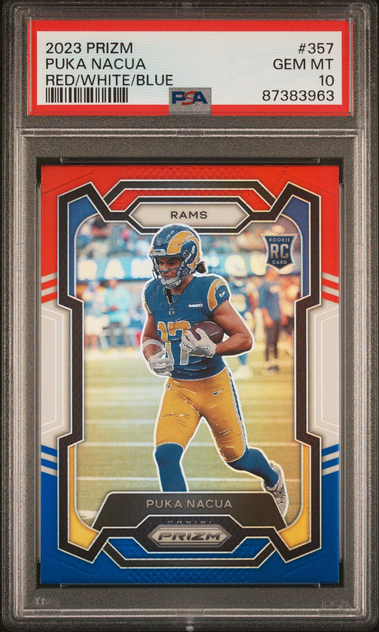 2023 Panini Prizm 357 Puka Nacua Red/white/blue Prizm PSA 10
