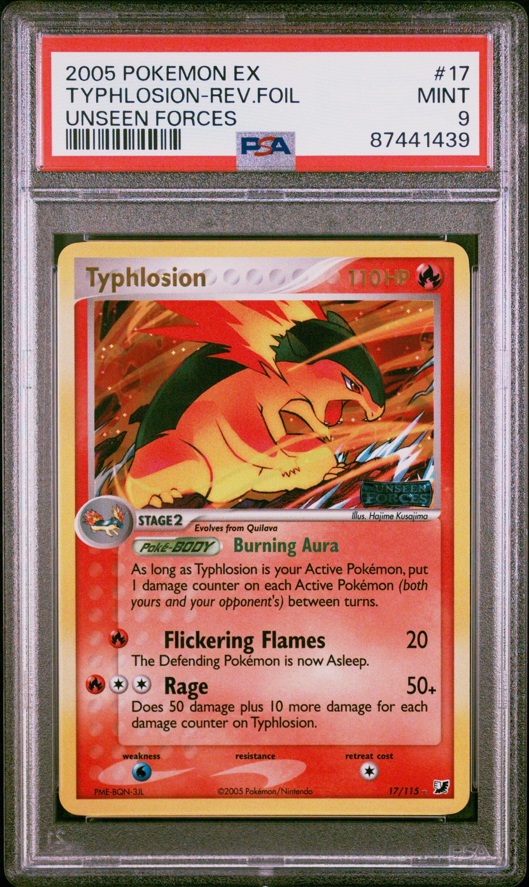 2005 Pokemon Ex Unseen Forces 17 Typhlosion-reverse Foil PSA 9