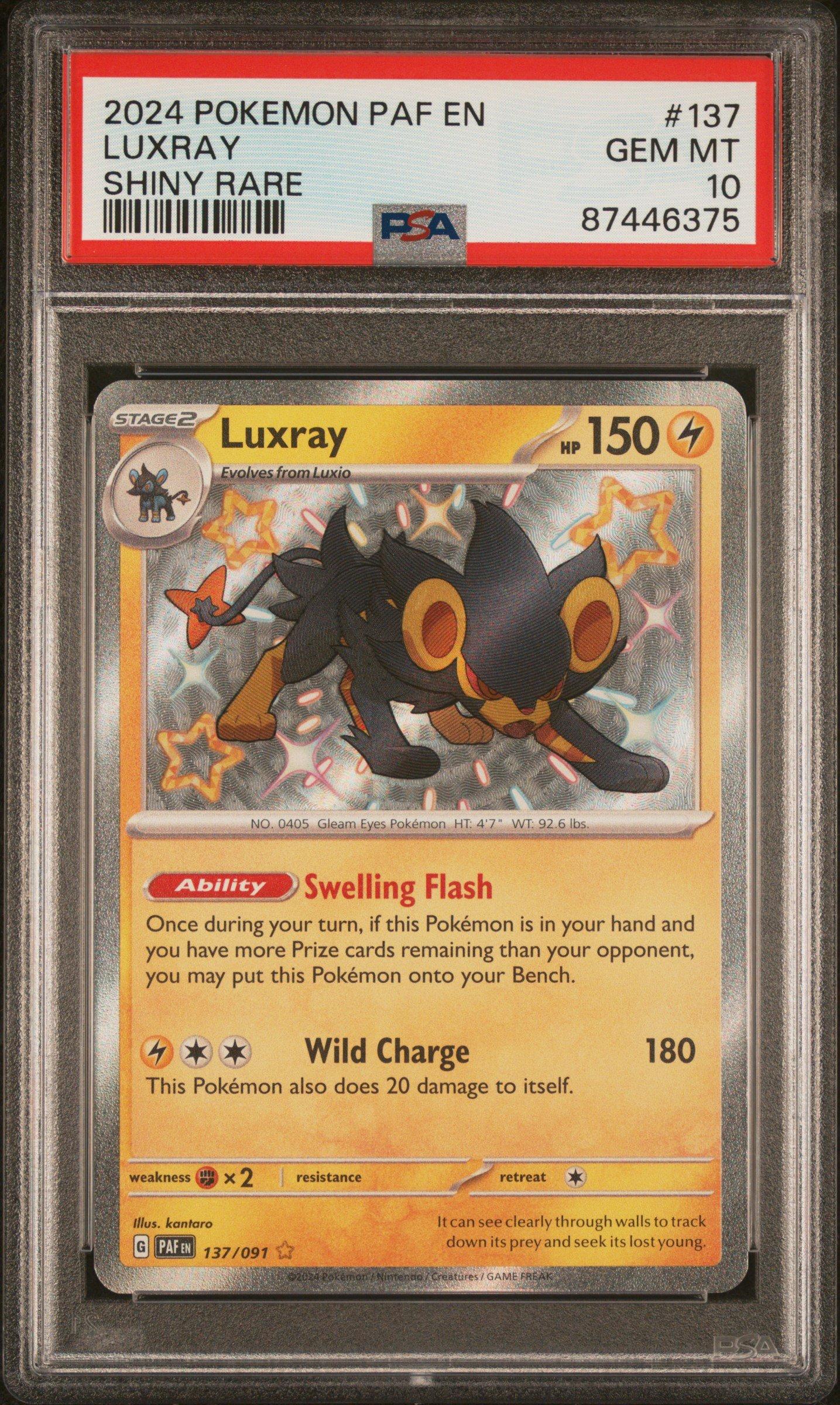 2024 Pokemon Paf En-paldean Fates 137 Luxray Shiny Rare PSA 10