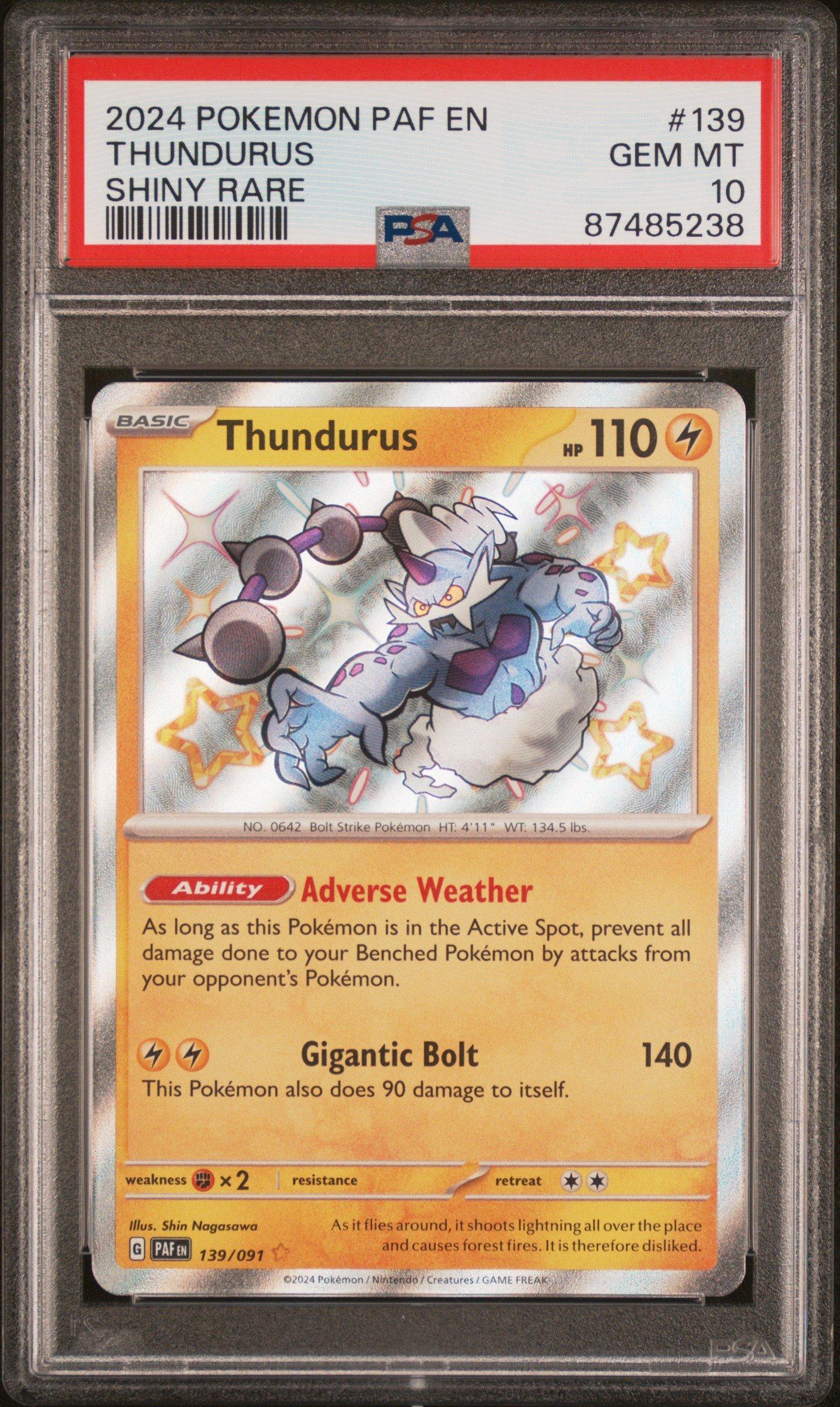 2024 Pokemon Paf En-paldean Fates 139 Thundurus Shiny Rare PSA 10 Graded  Card | GameStop