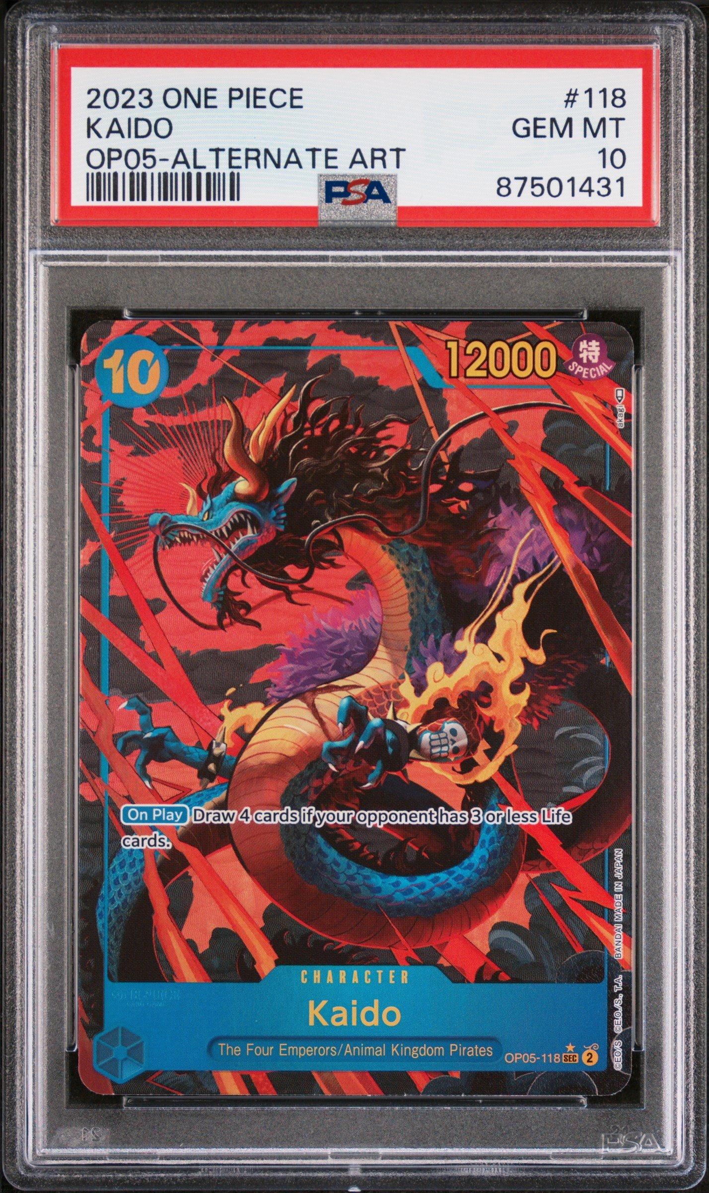 PSA10 KAIDO SPECIAL ALTERNATE ART カイドウ 2023 One Piece Op05-awakening Of The New Era 118 Kaido Alternate