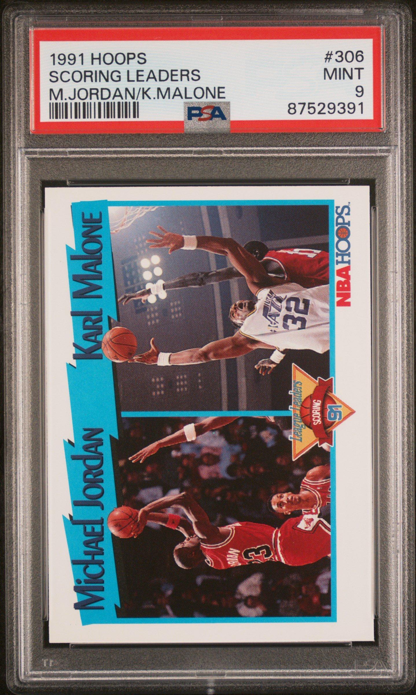 1991 Hoops 306 Scoring Leaders M.jordan/k.malone PSA 9