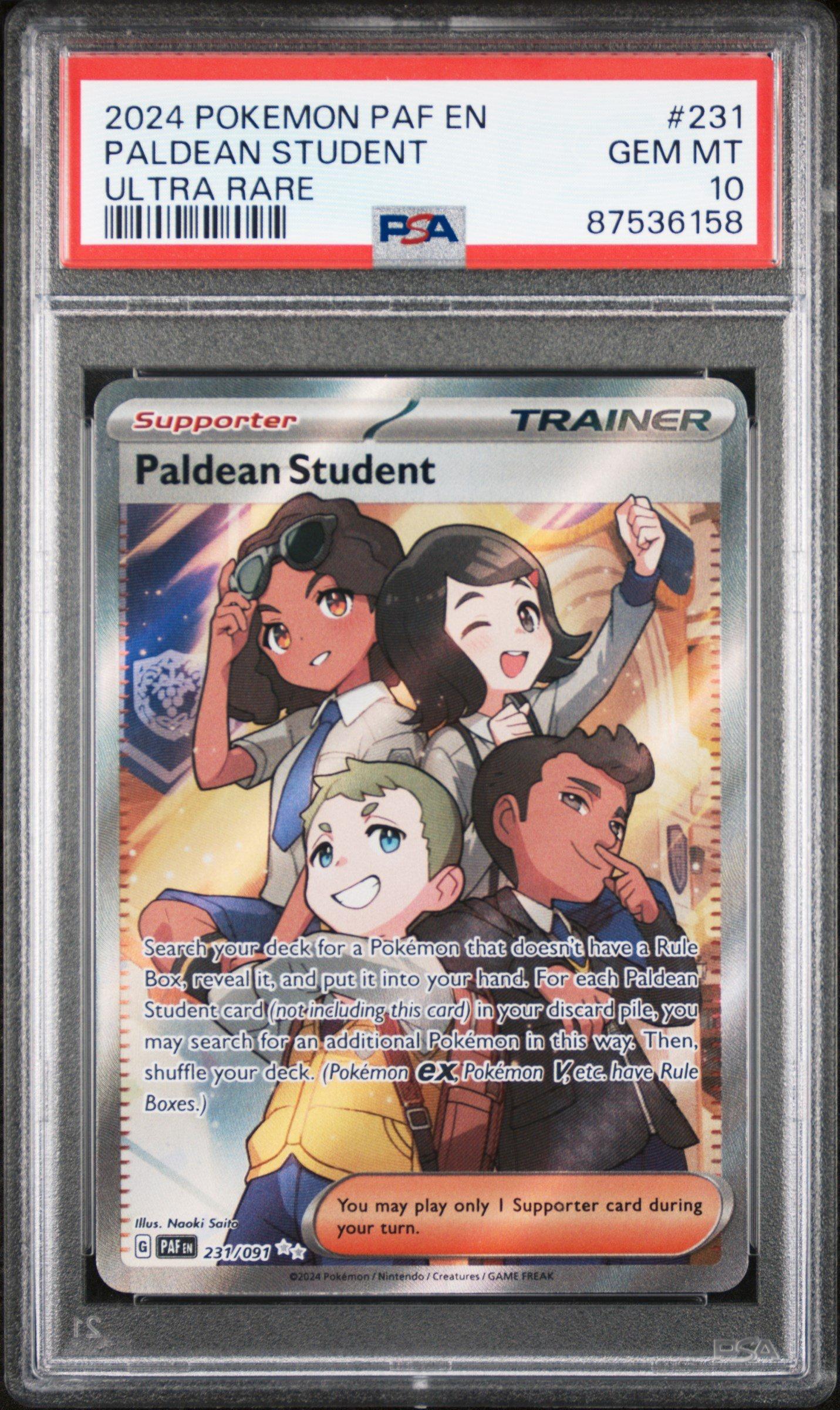 2024 Pokemon Paf En-paldean Fates 231 Paldean Student Ultra Rare PSA